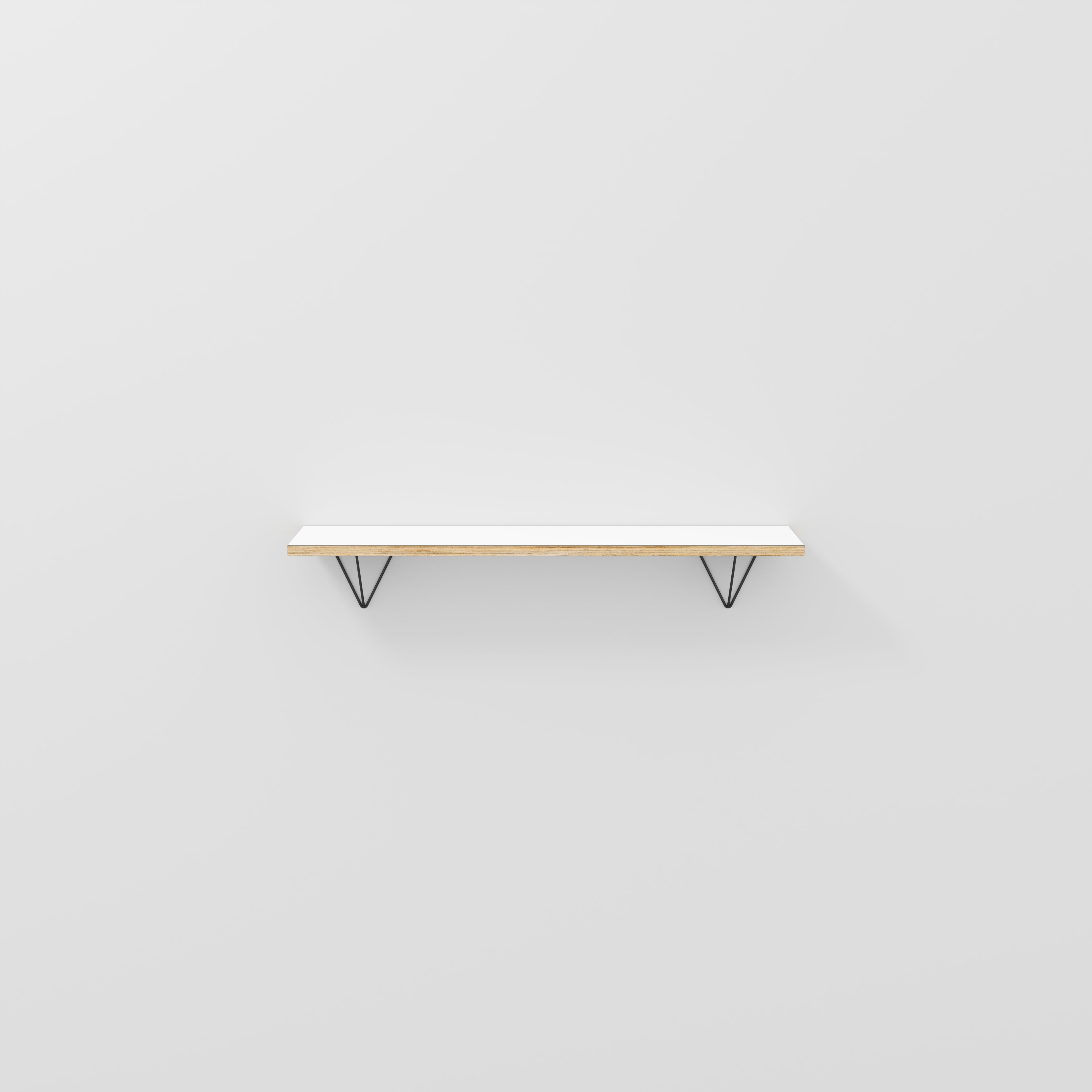 Plywood Wall Shelf with Prism Brackets - Formica White - 1200(w) x 250(d)
