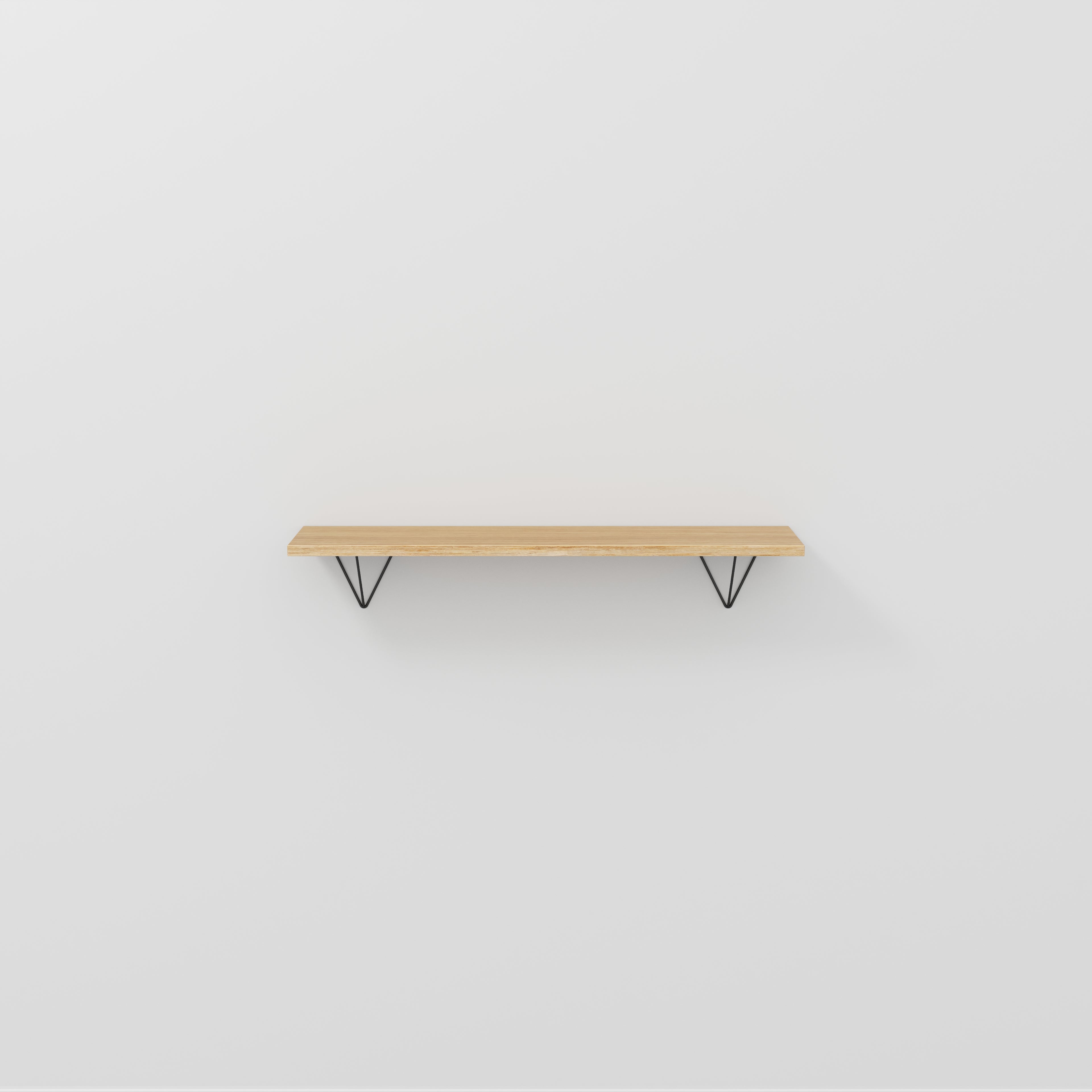 Plywood Wall Shelf with Prism Brackets - Plywood Oak - 1200(w) x 250(d)