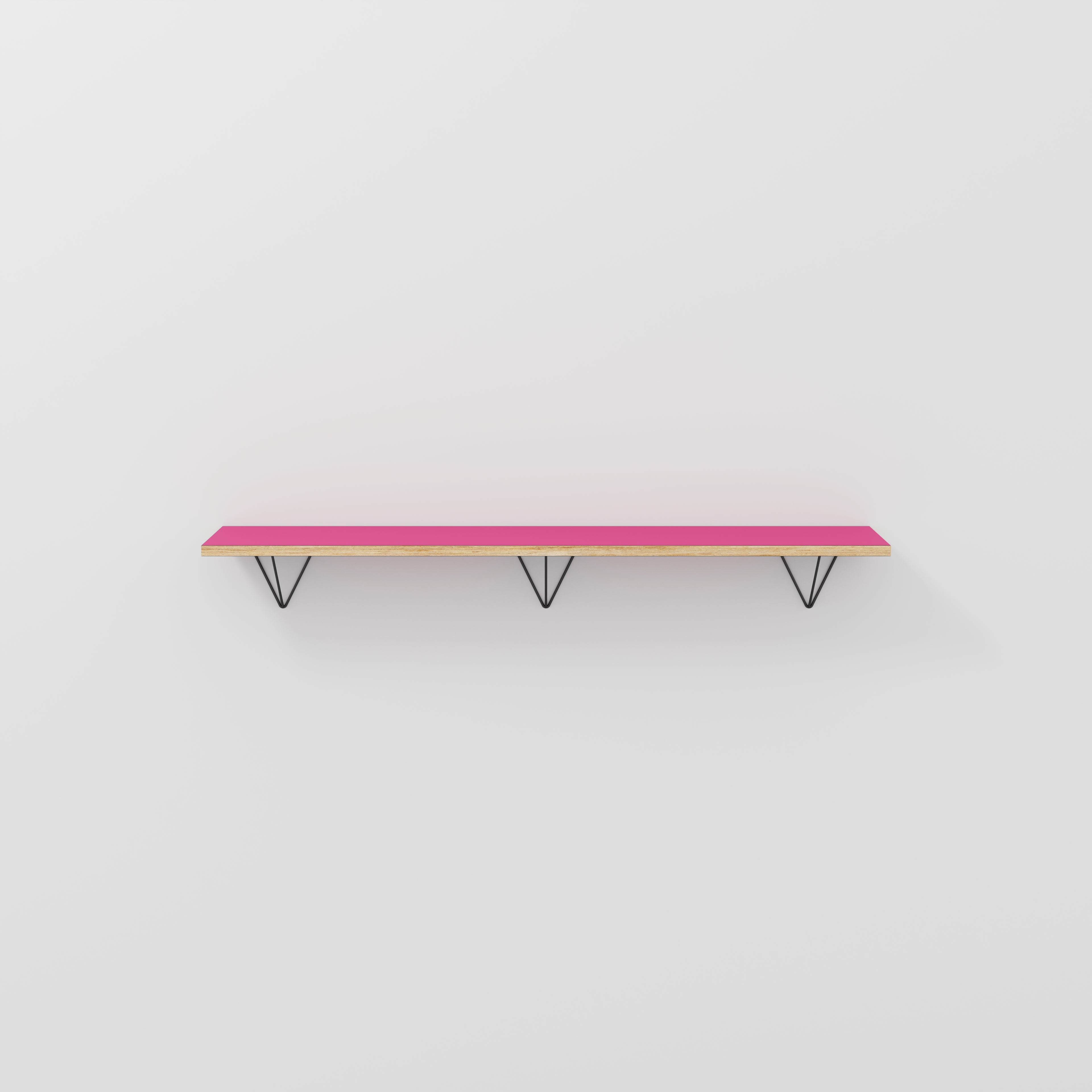 Plywood Wall Shelf with Prism Brackets - Formica Juicy Pink - 1600(w) x 250(d)