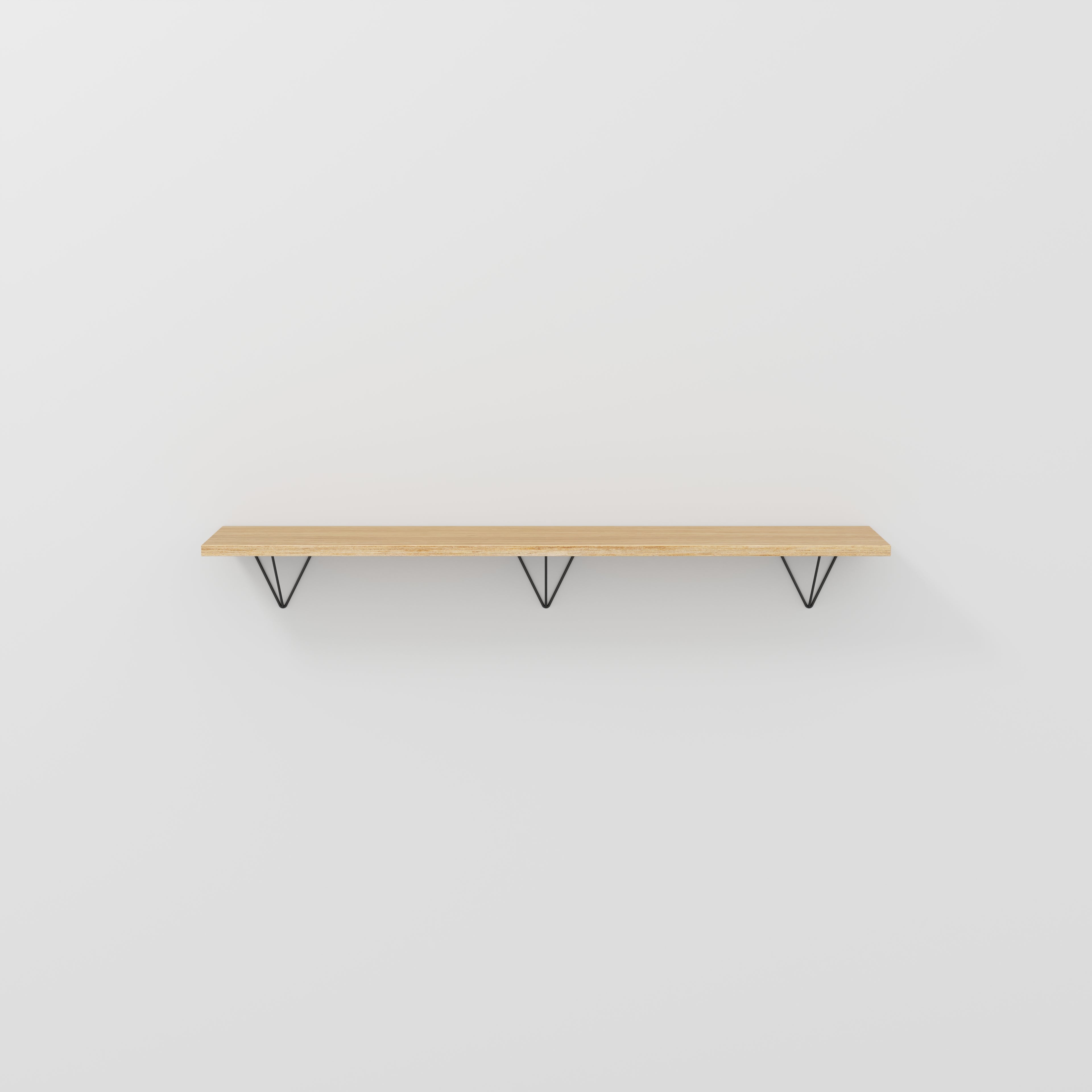 Plywood Wall Shelf with Prism Brackets - Plywood Oak - 1600(w) x 250(d)