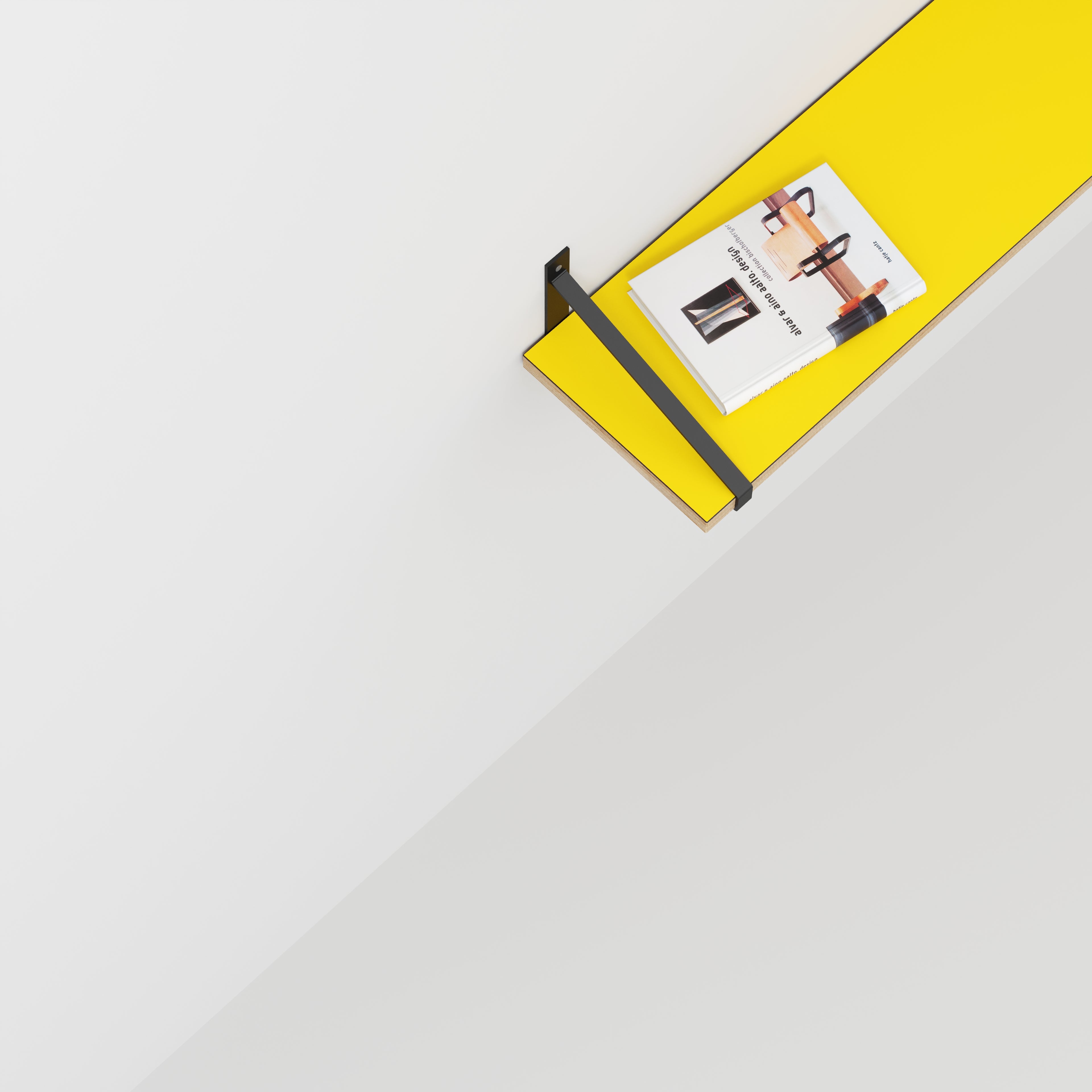 Plywood Wall Shelf with Suspense Brackets - Formica Chrome Yellow - 1200(w) x 260(d)