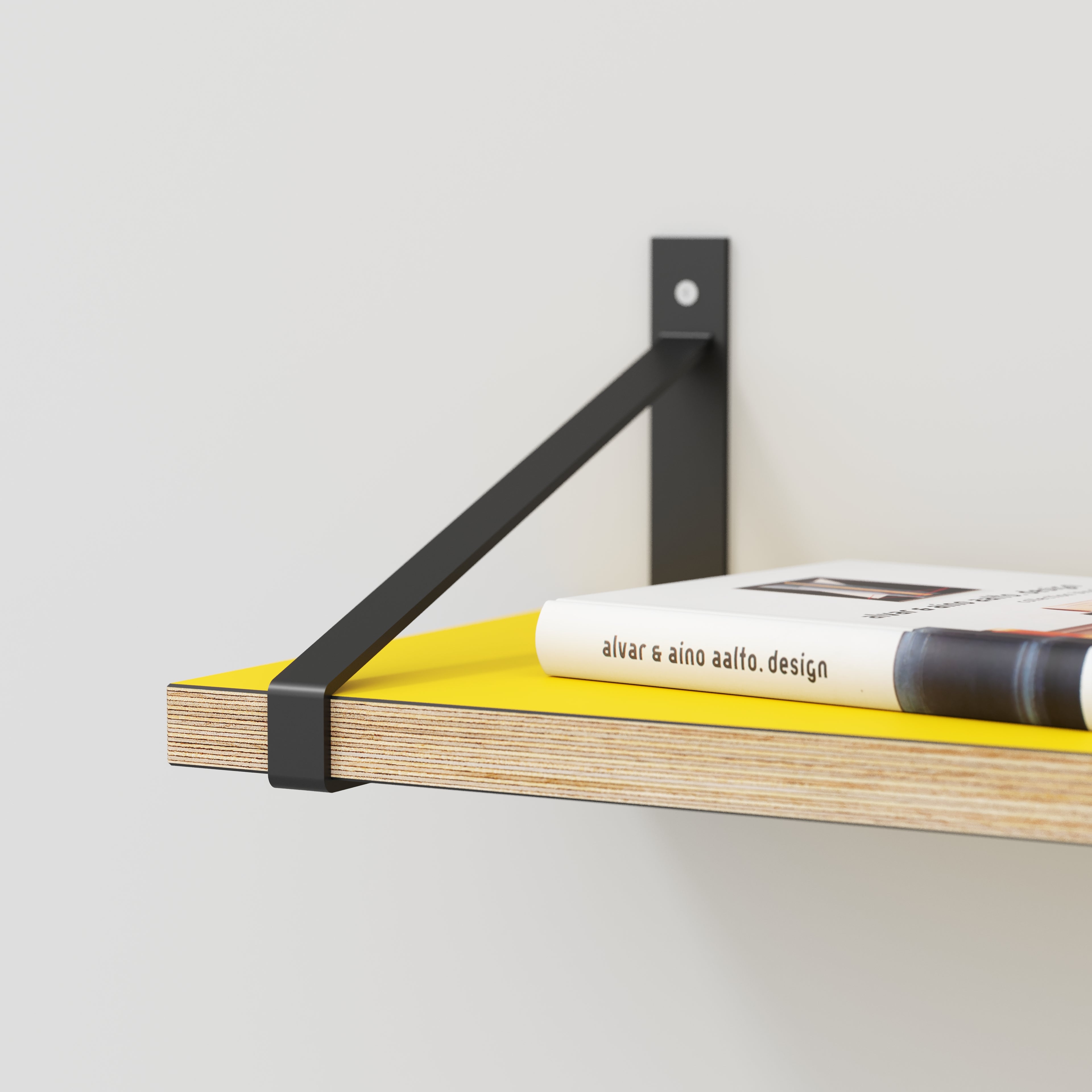 Plywood Wall Shelf with Suspense Brackets - Formica Chrome Yellow - 1200(w) x 260(d)