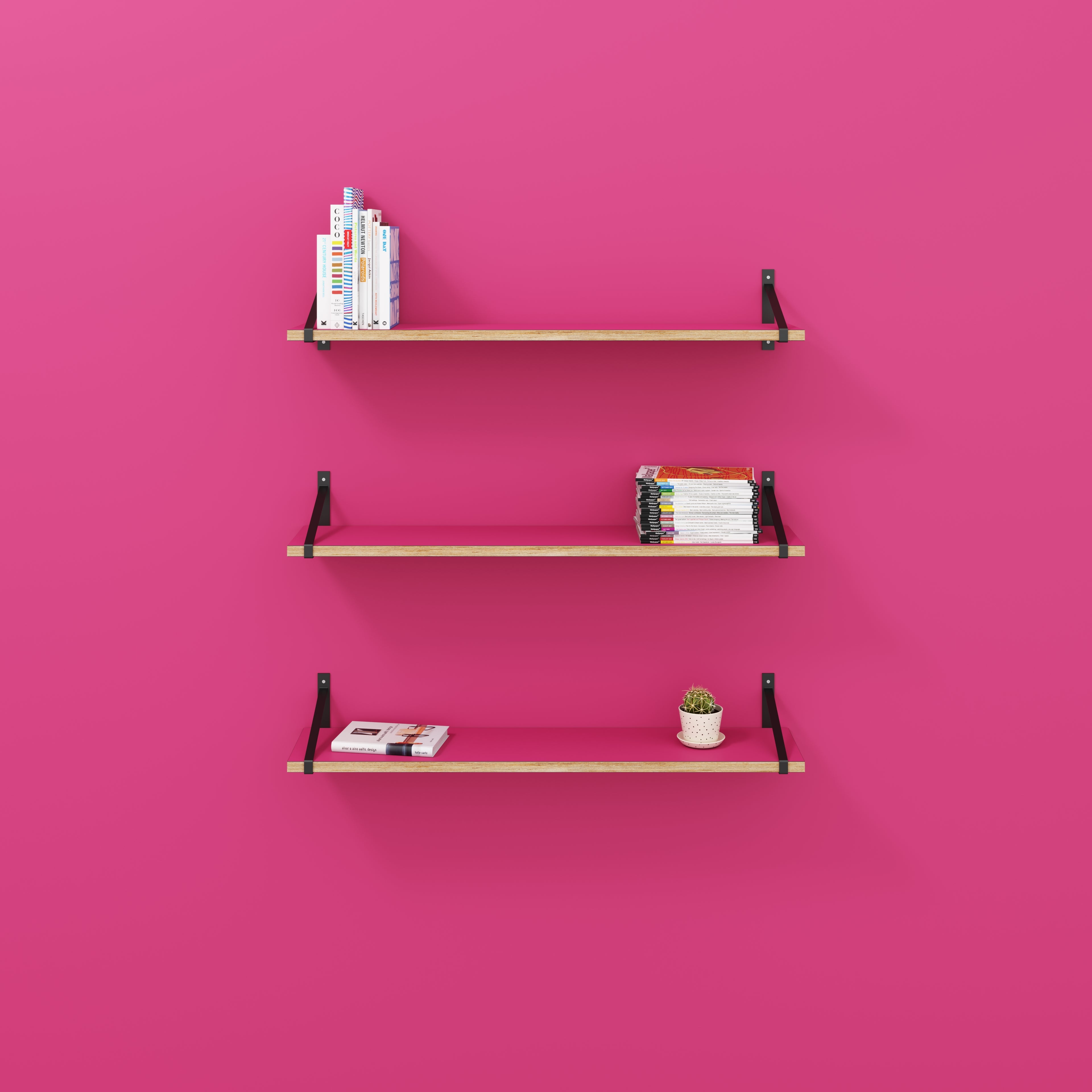 Plywood Wall Shelf with Suspense Brackets - Formica Juicy Pink - 1200(w) x 260(d)