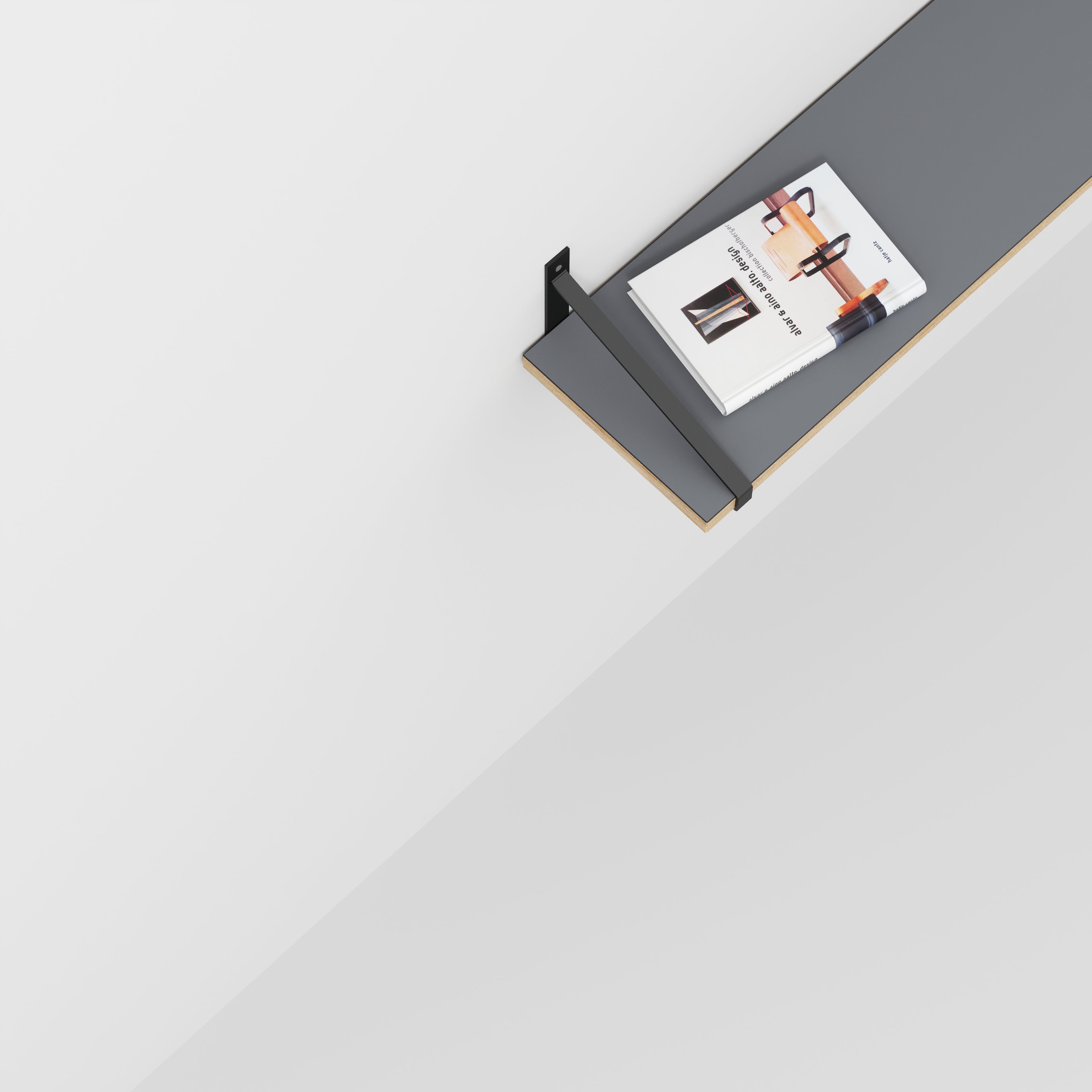 Plywood Wall Shelf with Suspense Brackets - Formica Tornado Grey - 1200(w) x 260(d)