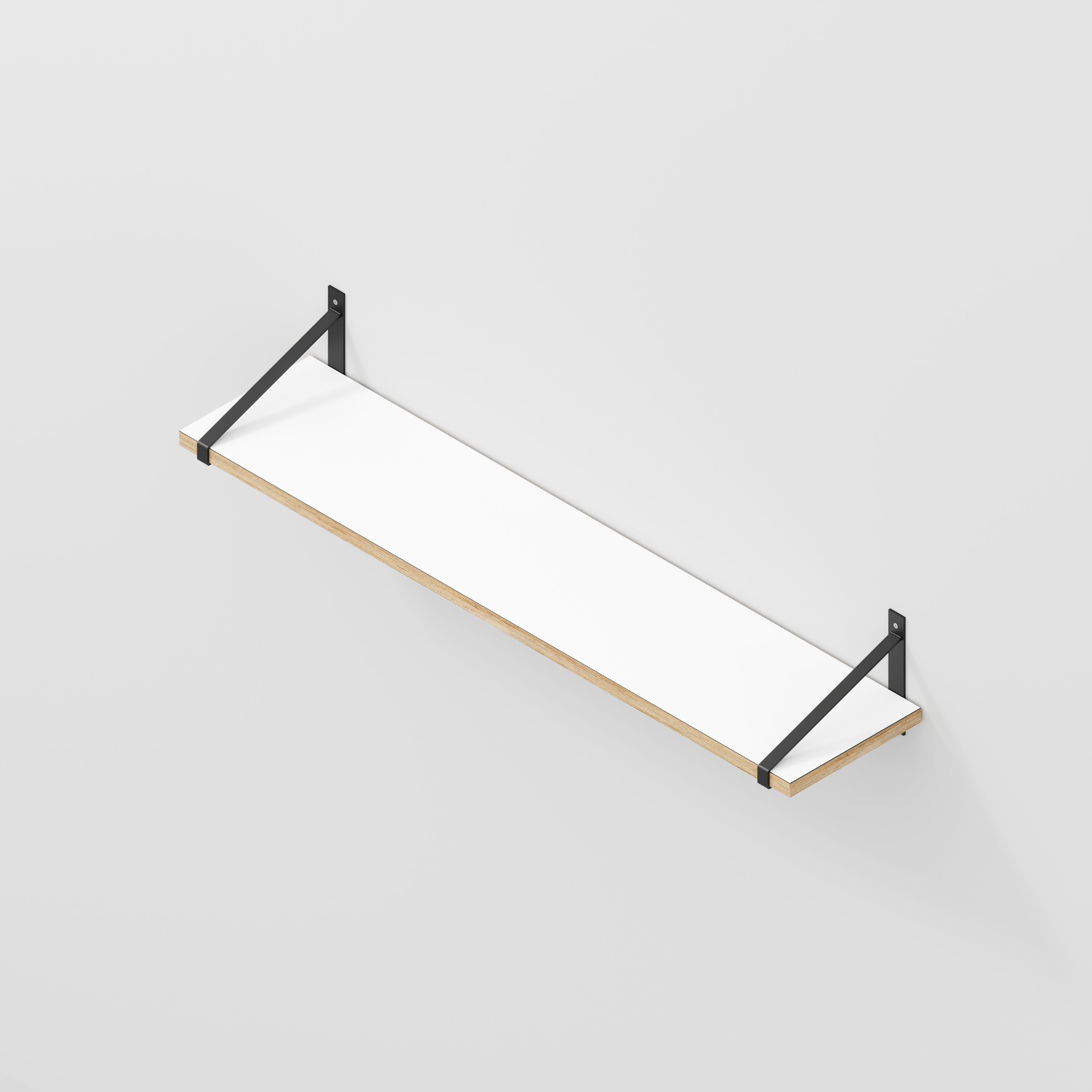Plywood Wall Shelf with Suspense Brackets - Formica White - 1200(w) x 260(d)