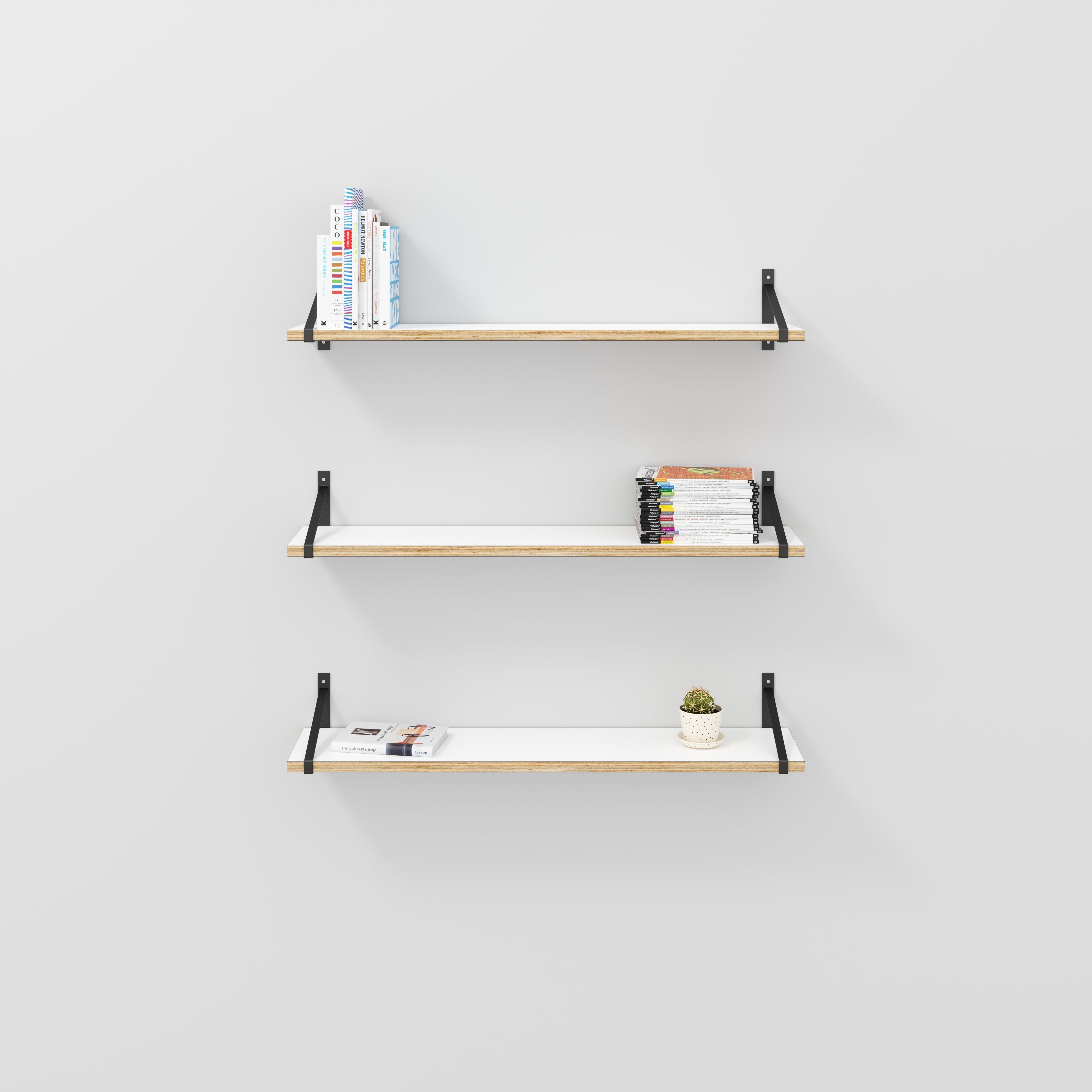 Plywood Wall Shelf with Suspense Brackets - Formica White - 1200(w) x 260(d)