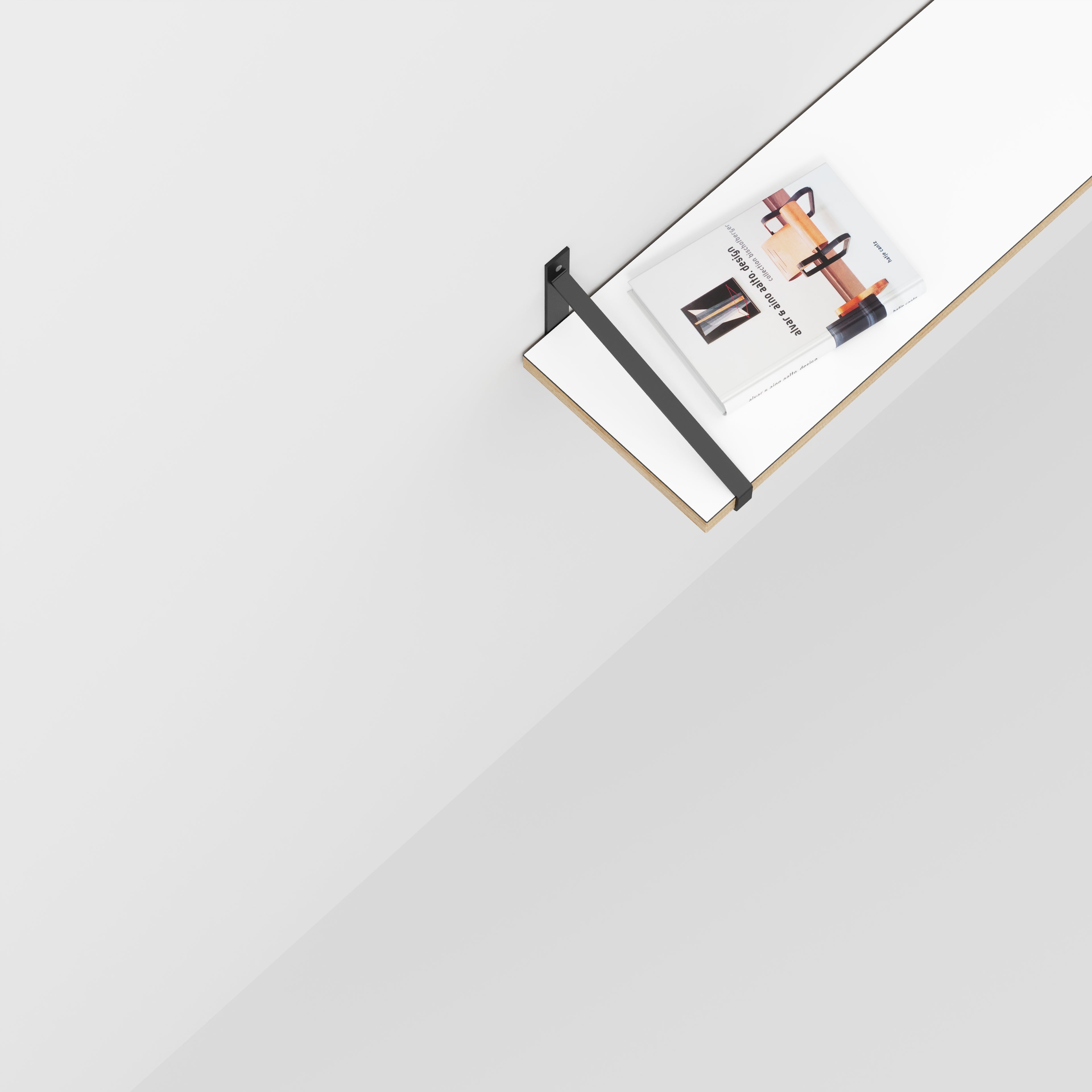 Plywood Wall Shelf with Suspense Brackets - Formica White - 1200(w) x 260(d)