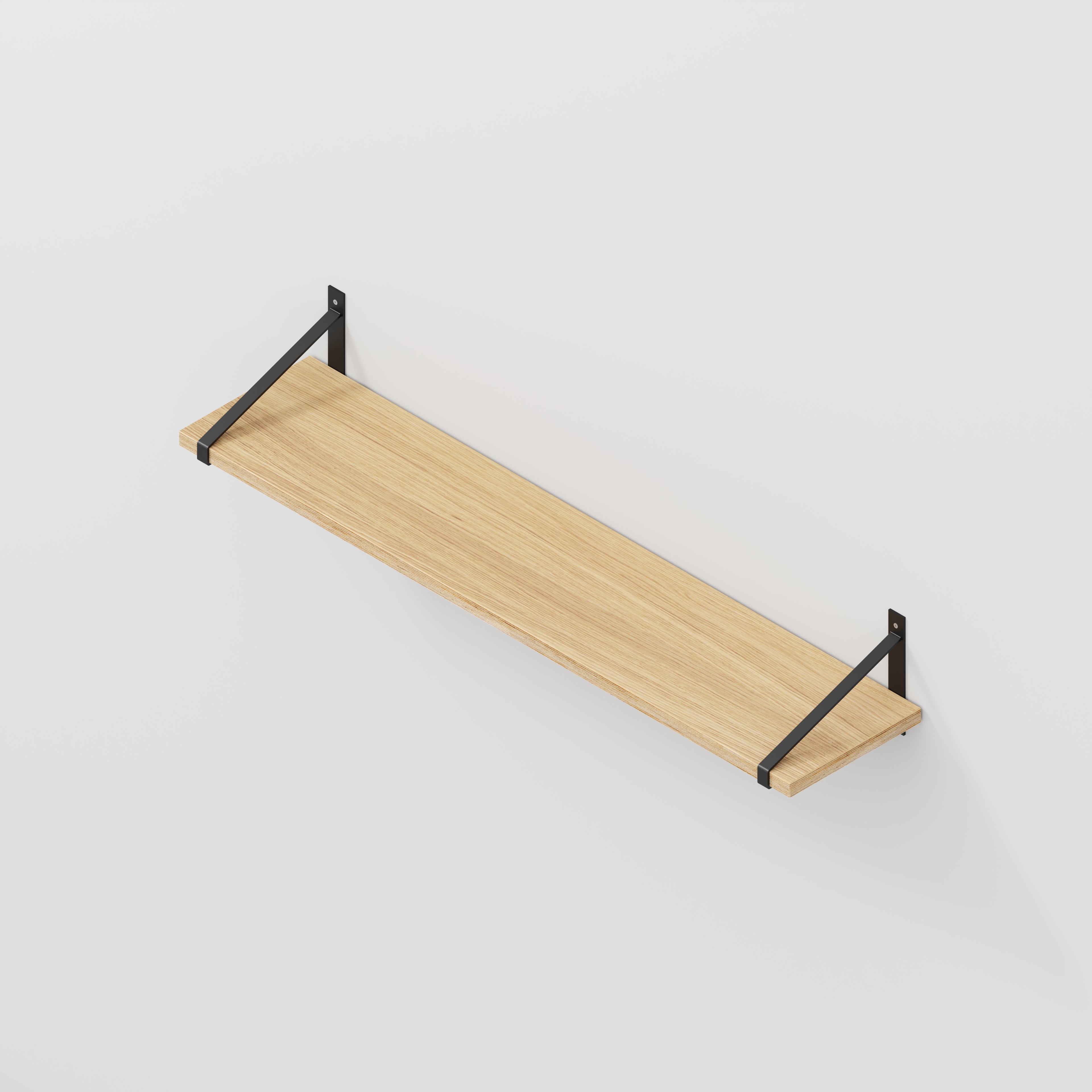 Plywood Wall Shelf with Suspense Brackets - Plywood Oak - 1200(w) x 260(d)