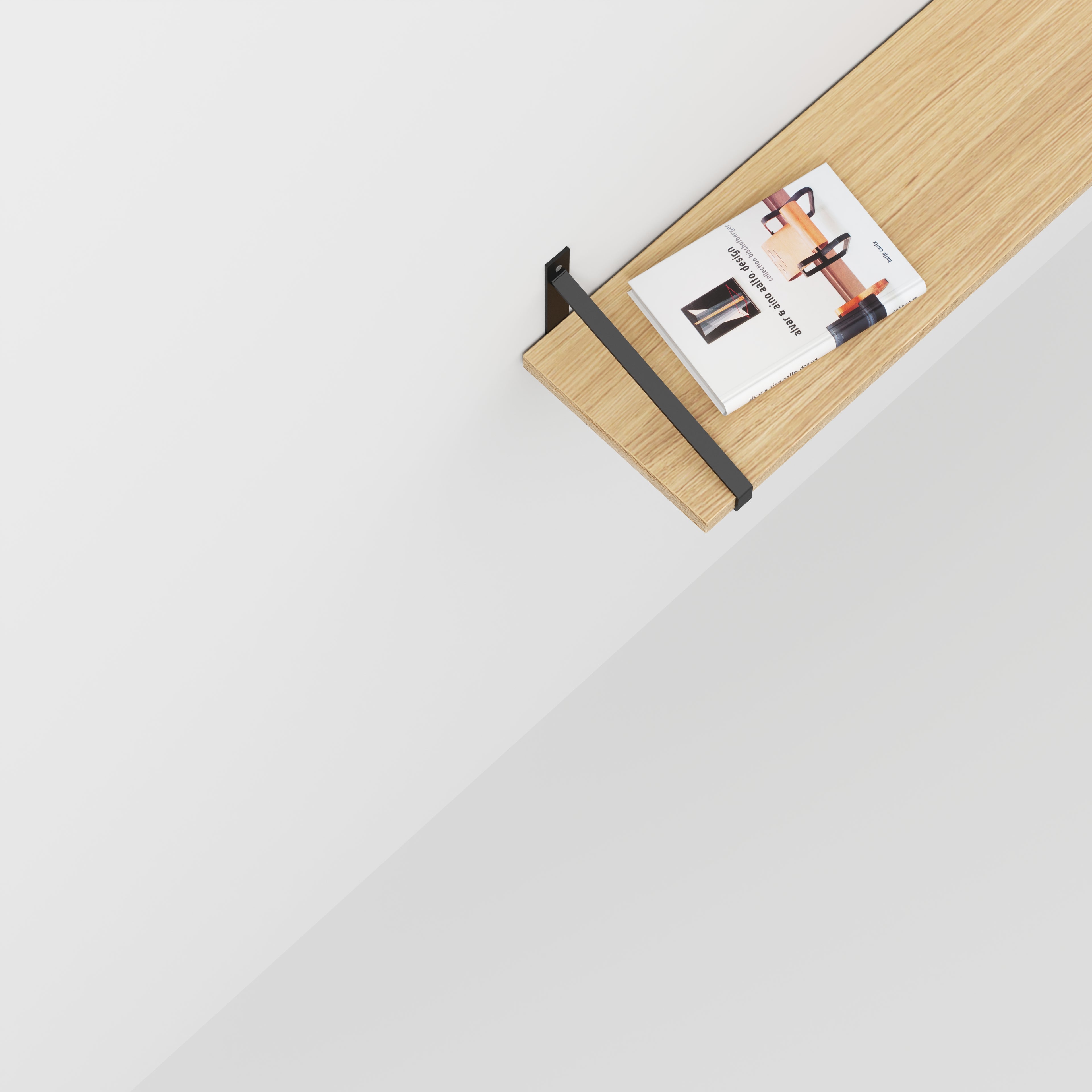 Plywood Wall Shelf with Suspense Brackets - Plywood Oak - 1200(w) x 260(d)