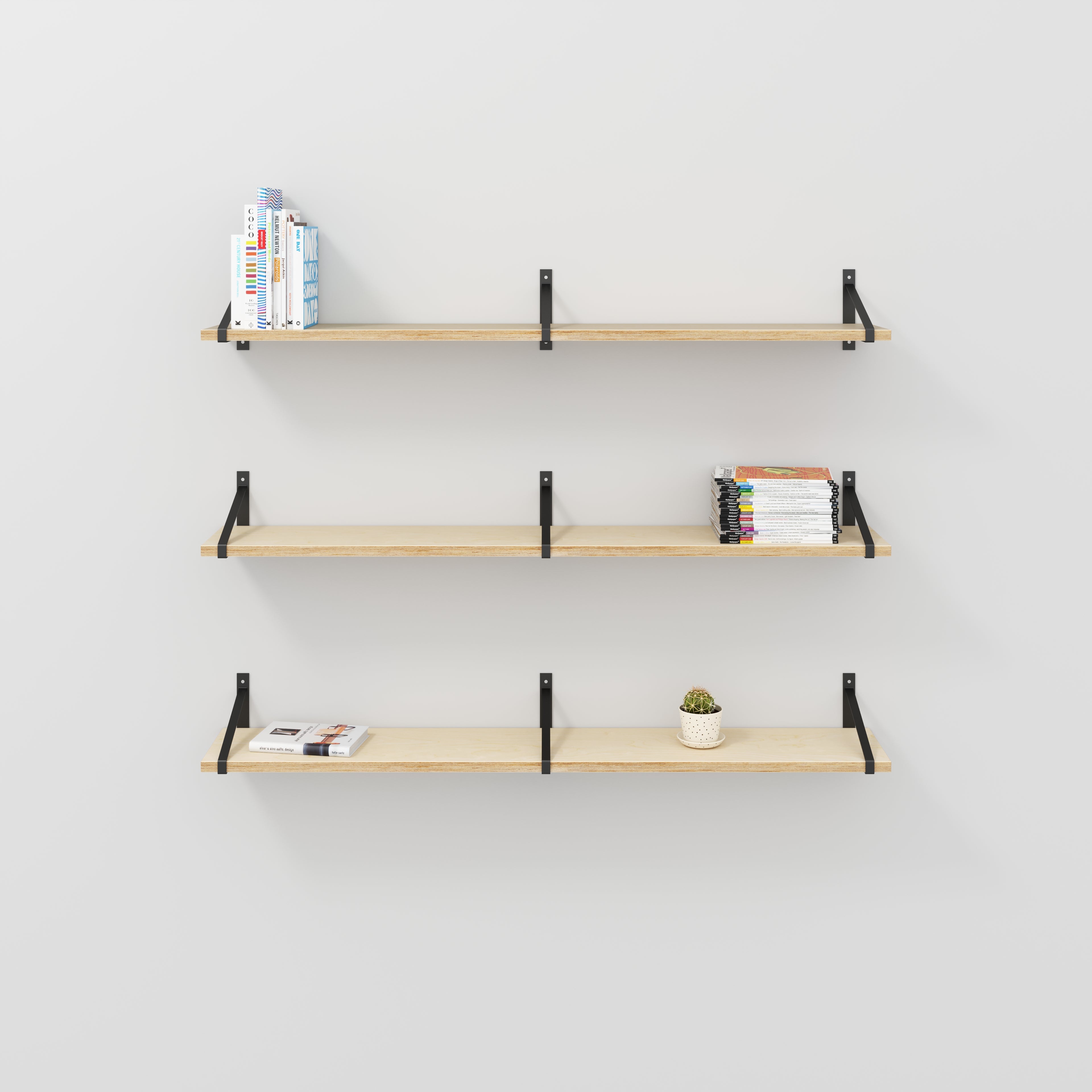 Plywood Wall Shelf with Suspense Brackets - Plywood Birch - 1600(w) x 260(d)