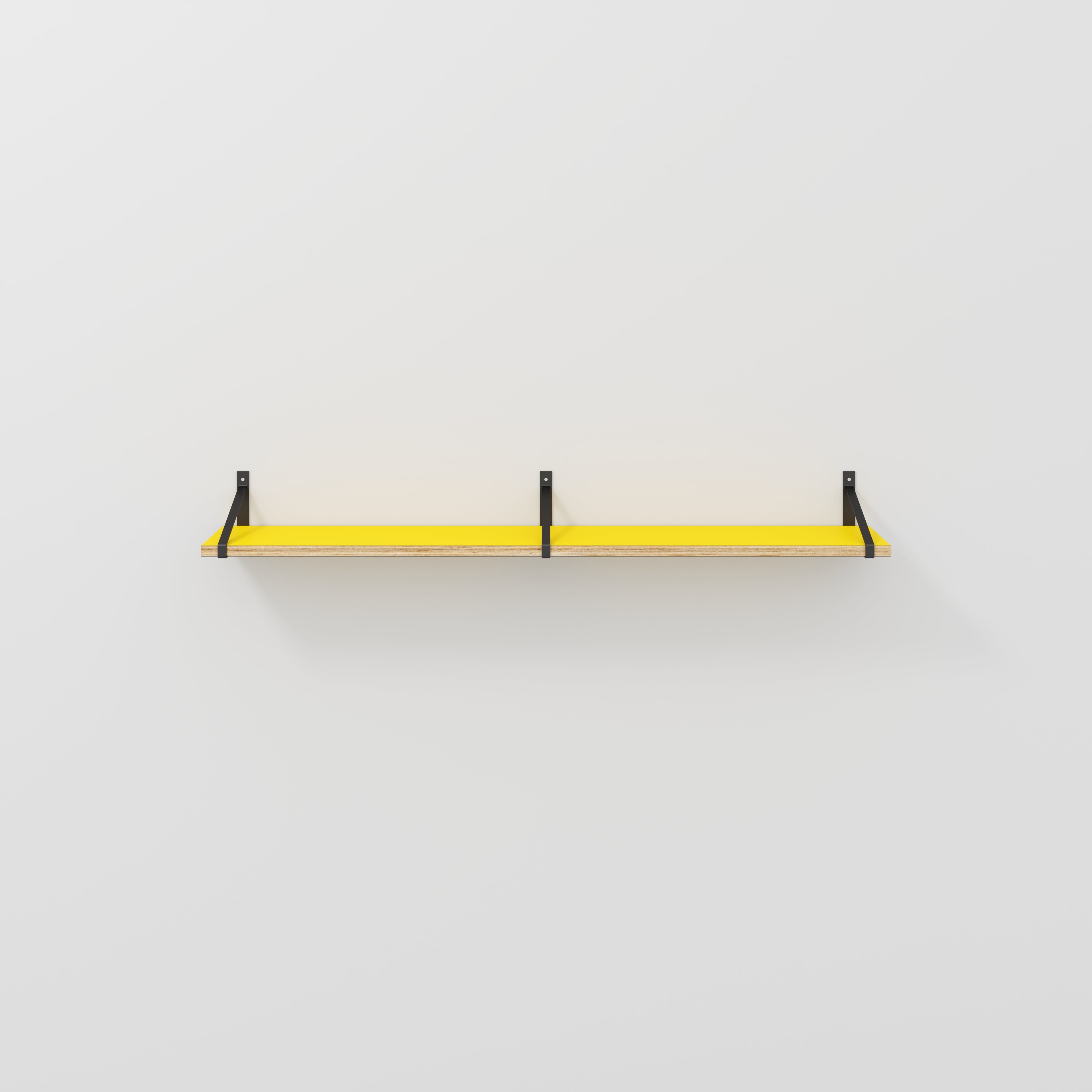 Plywood Wall Shelf with Suspense Brackets - Formica Chrome Yellow - 1600(w) x 260(d)
