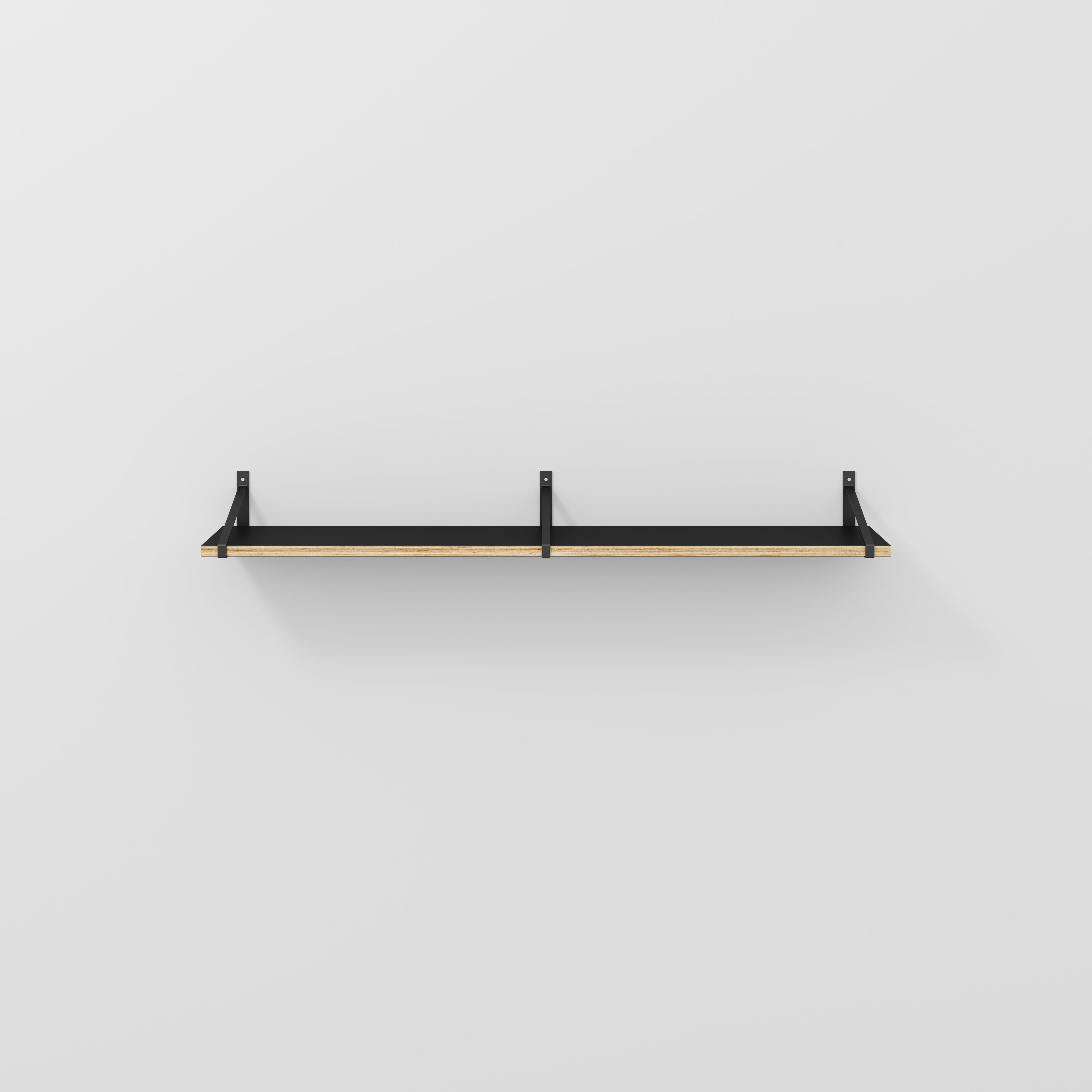 Plywood Wall Shelf with Suspense Brackets - Formica Diamond Black - 1600(w) x 260(d)