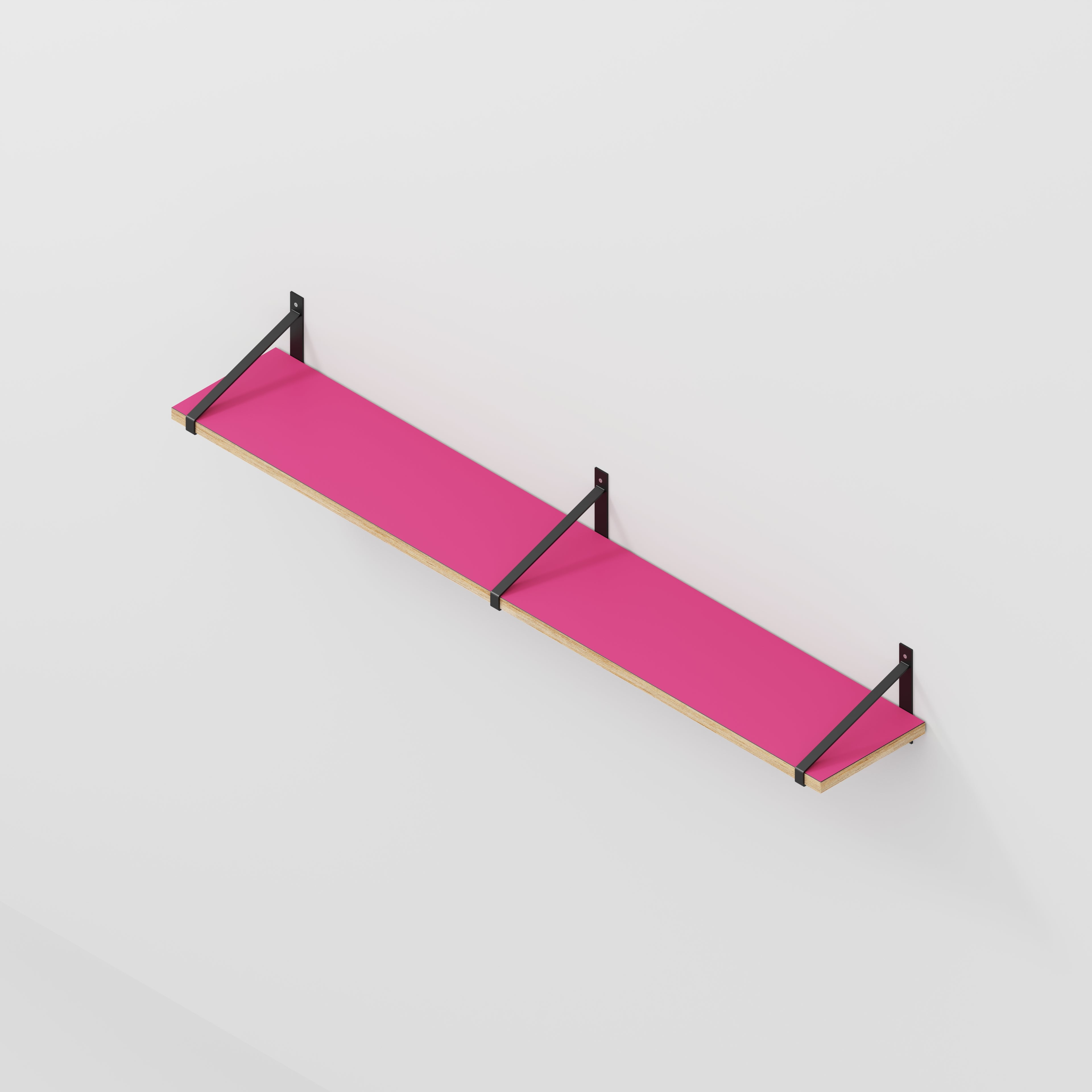 Plywood Wall Shelf with Suspense Brackets - Formica Juicy Pink - 1600(w) x 260(d)