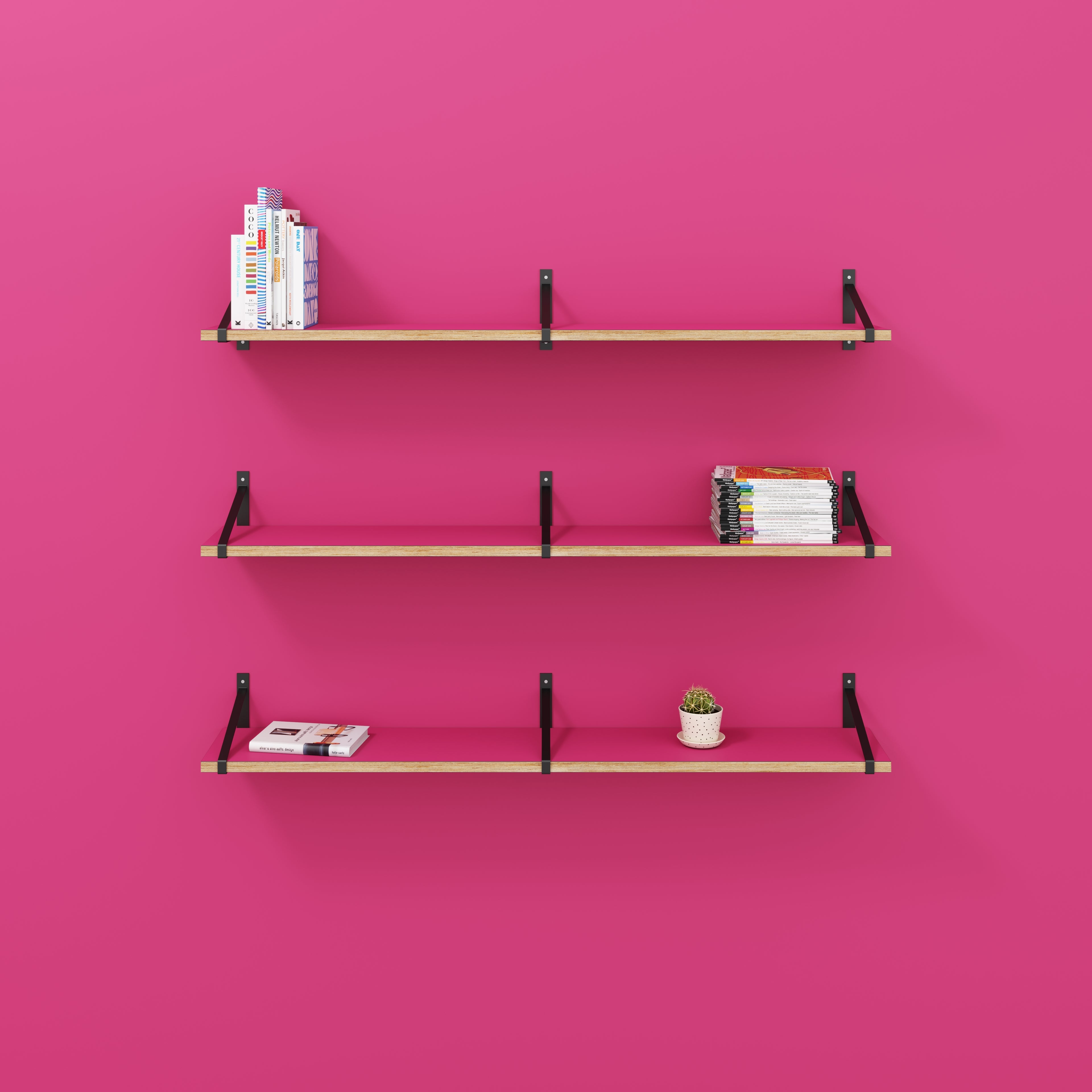 Plywood Wall Shelf with Suspense Brackets - Formica Juicy Pink - 1600(w) x 260(d)
