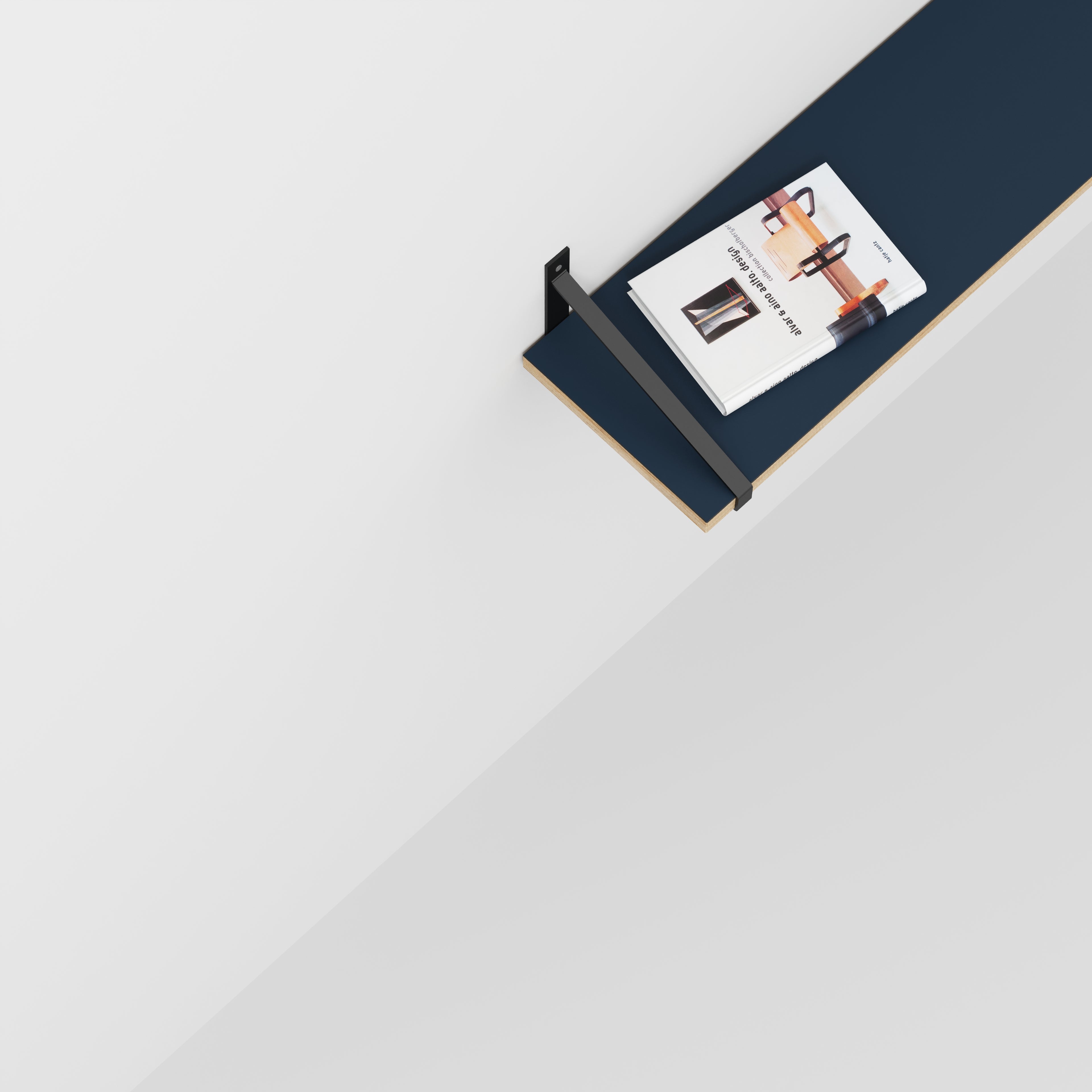 Plywood Wall Shelf with Suspense Brackets - Formica Night Sea Blue - 1600(w) x 260(d)