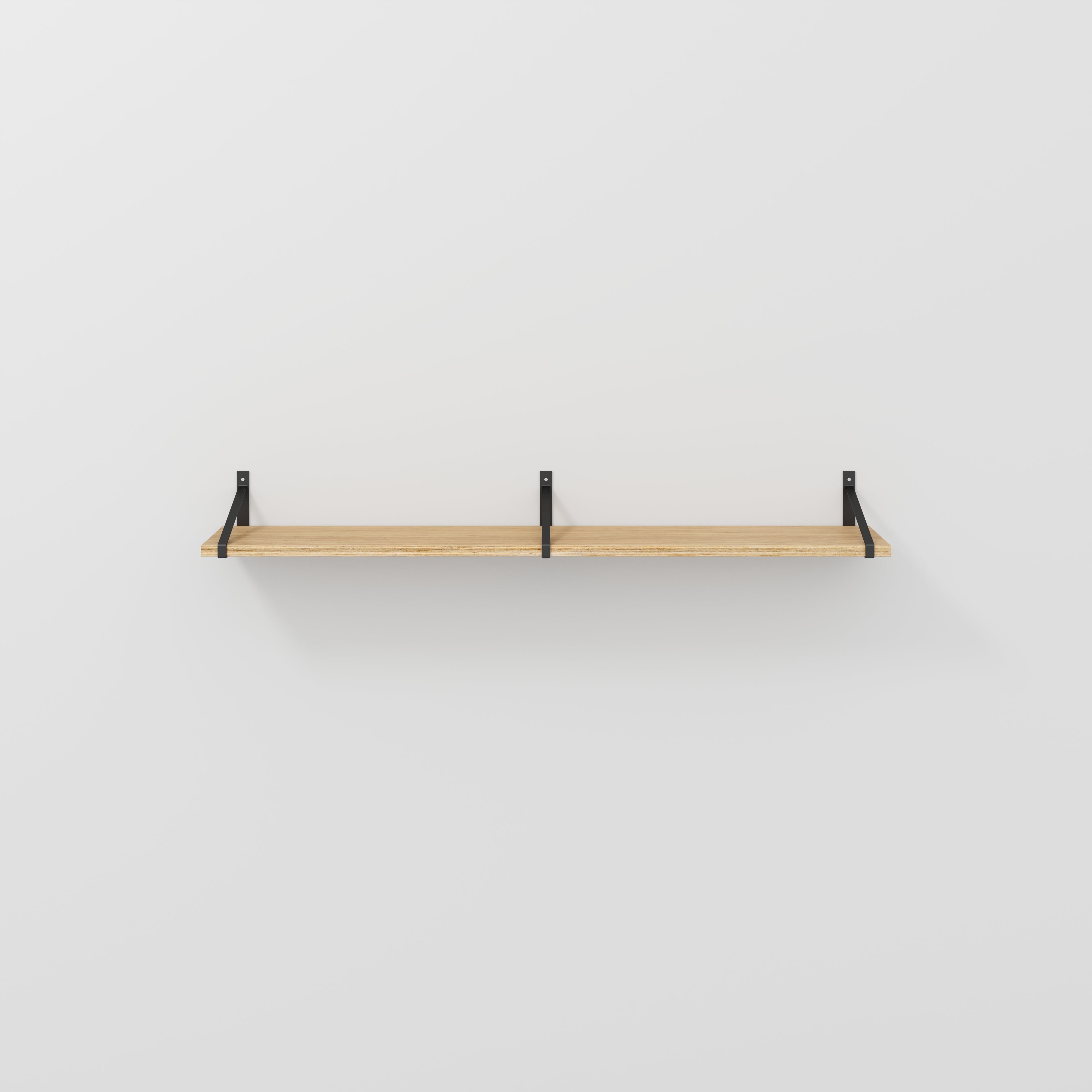 Plywood Wall Shelf with Suspense Brackets - Plywood Oak - 1600(w) x 260(d)