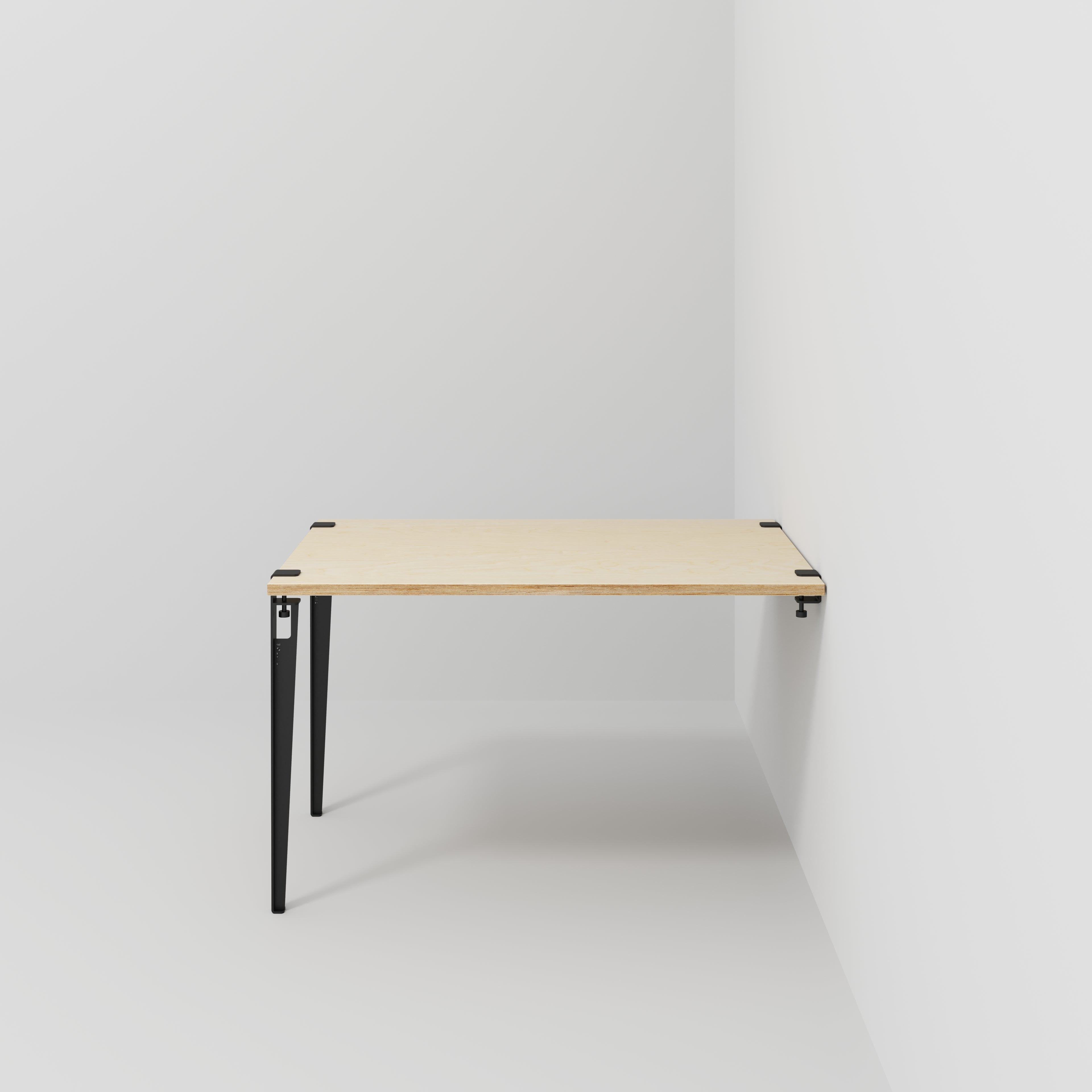 Plywood Wall Table with Black Tiptoe Legs and Brackets - Plywood Birch - 1200(w) x 800(d) x 750(h)