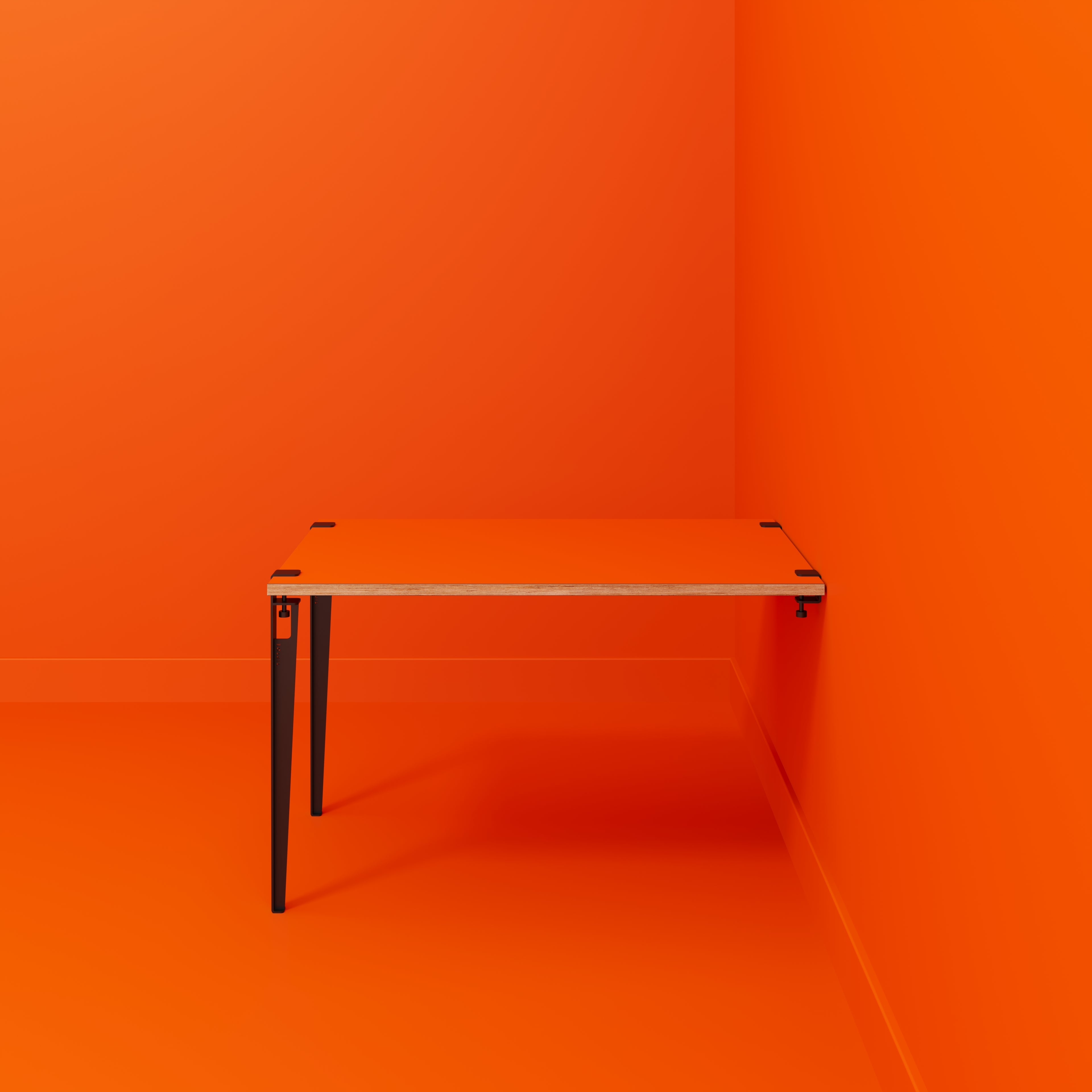 Wall Table with Black Tiptoe Legs and Brackets - Formica Levante Orange - 1200(w) x 800(d) x 750(h)