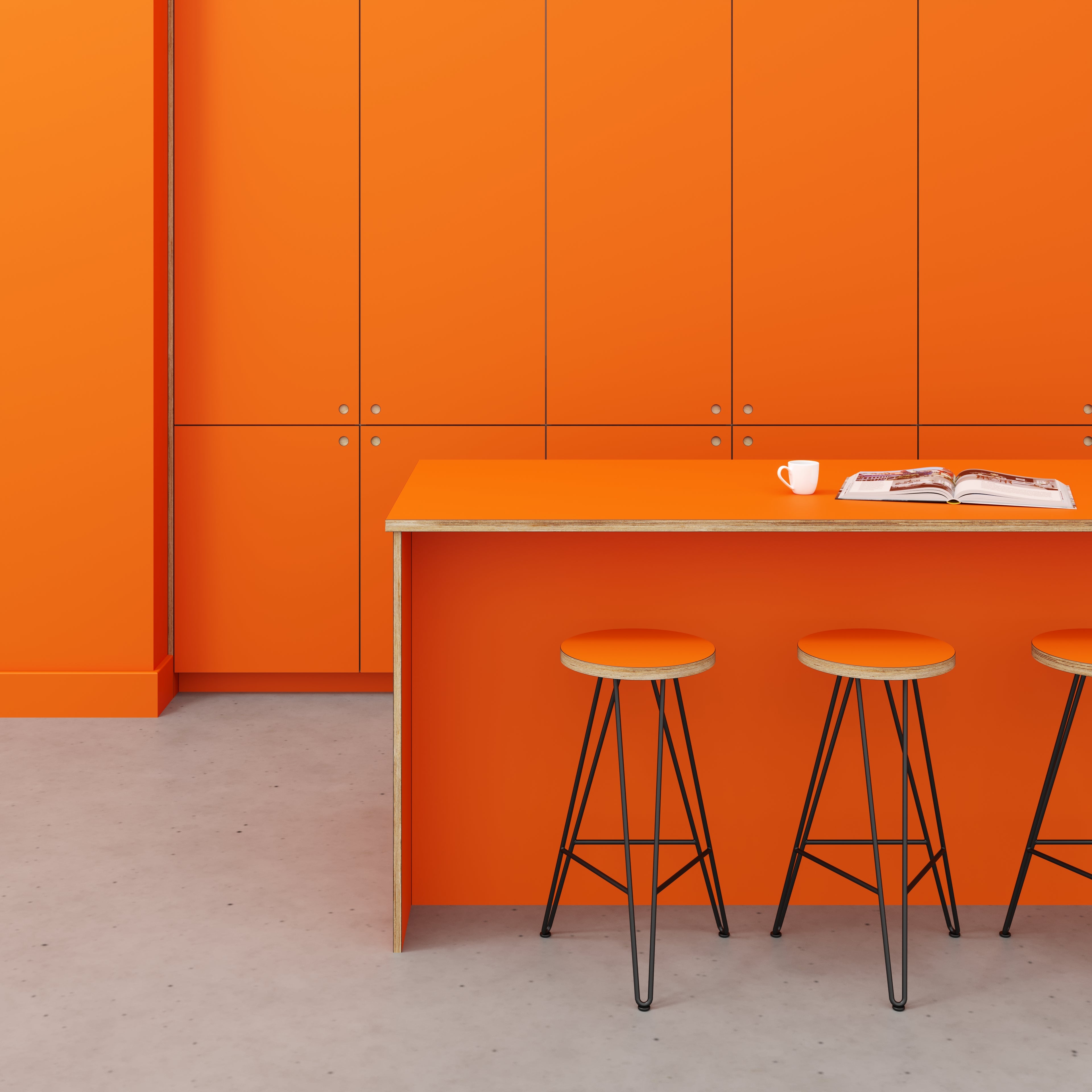 Plywood Worktop - Formica Levante Orange - 3000(w) x 900(d)