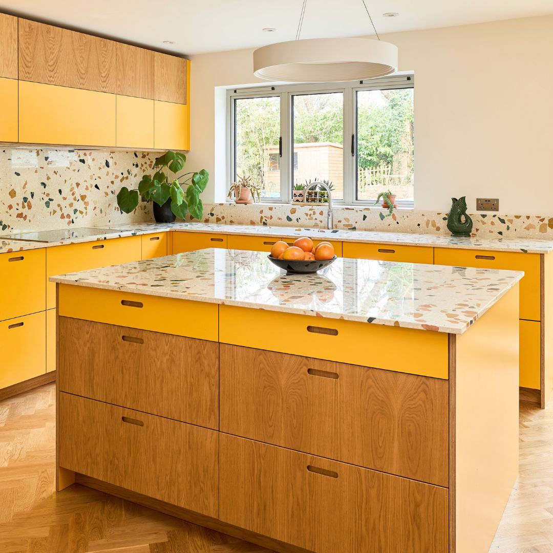 yellow oak kitchen fronts