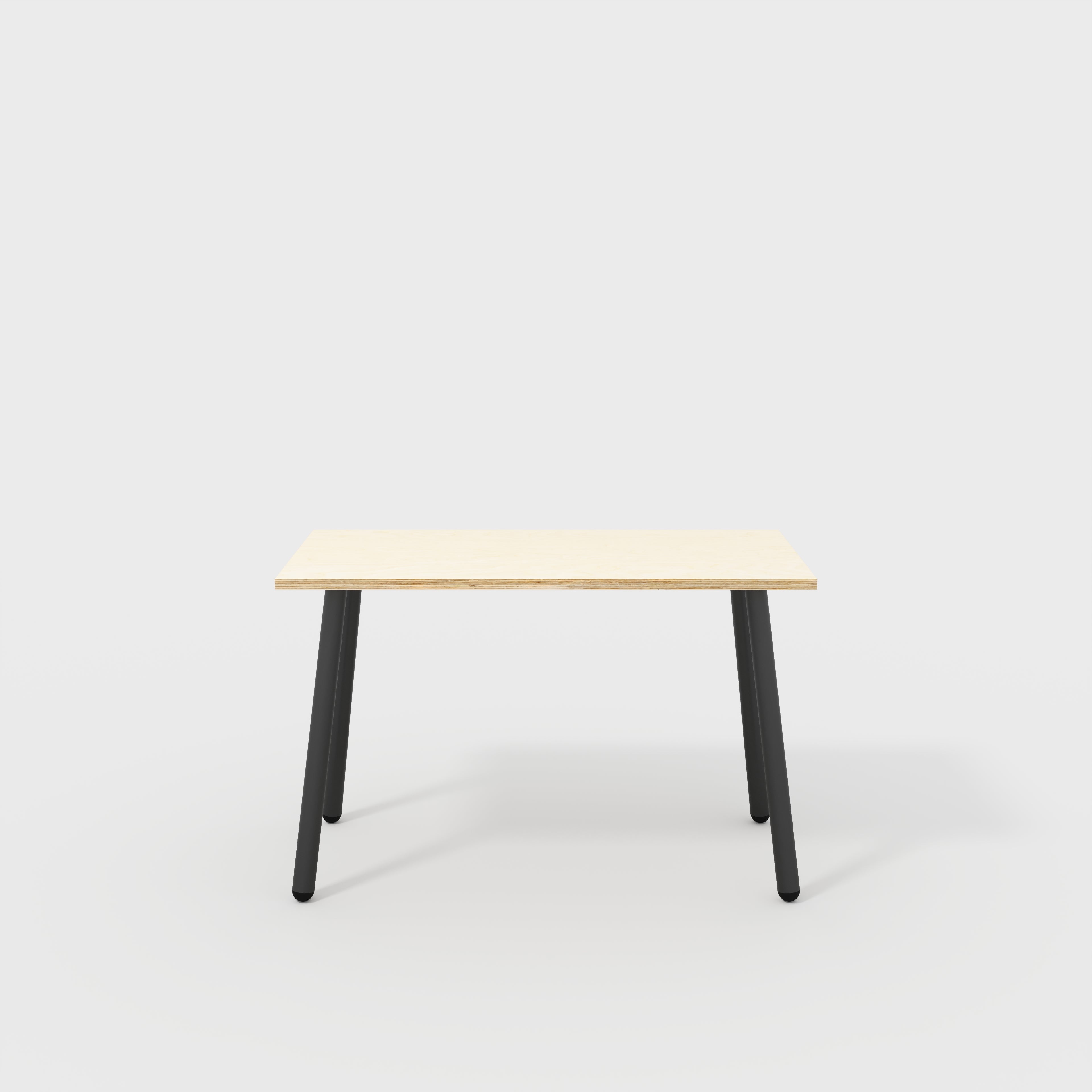 Plywood Desk with Black Round Single Pin Legs - Plywood Birch - 1200(w) x 600(d) x 735(h)