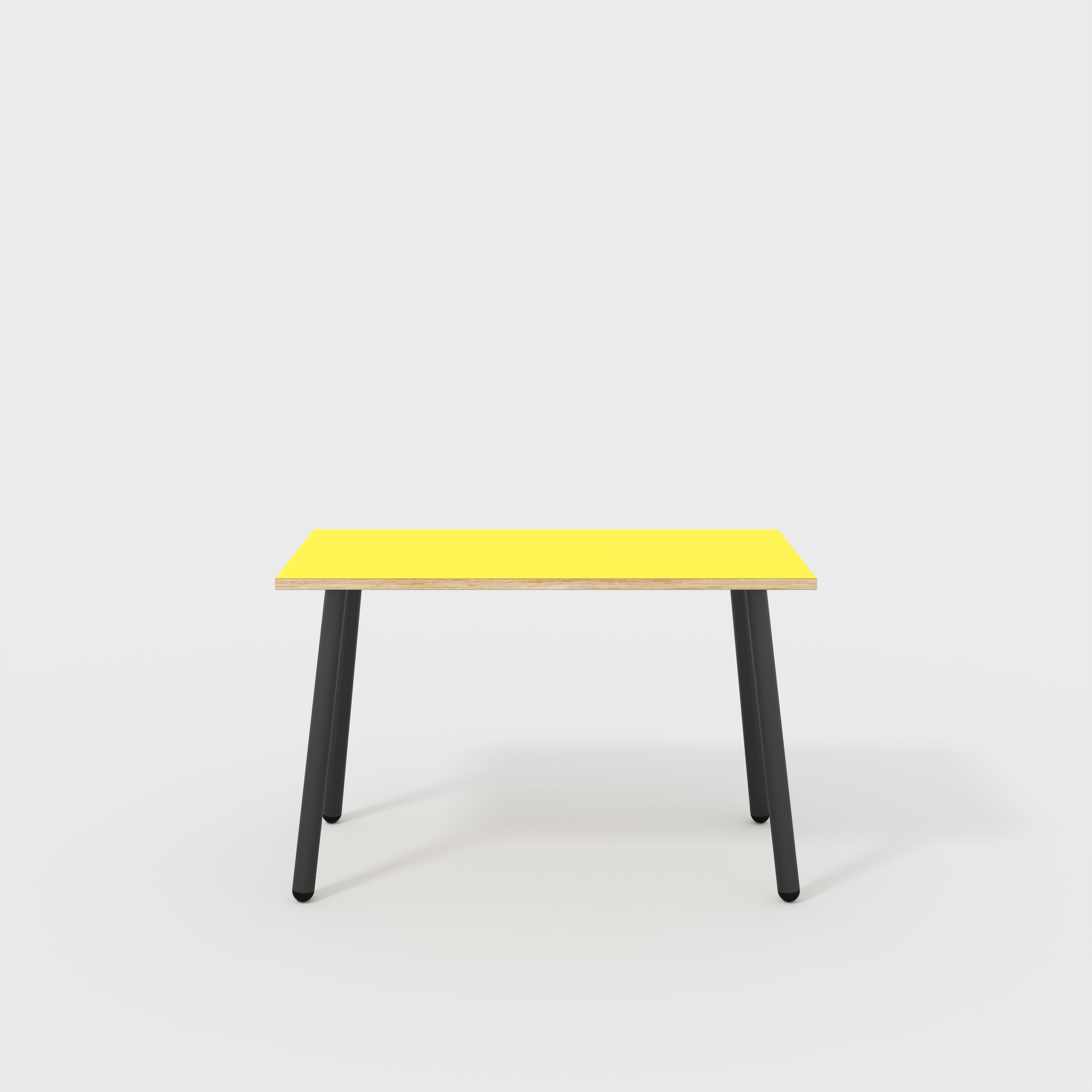Plywood Desk with Black Round Single Pin Legs - Formica Chrome Yellow - 1200(w) x 600(d) x 735(h)