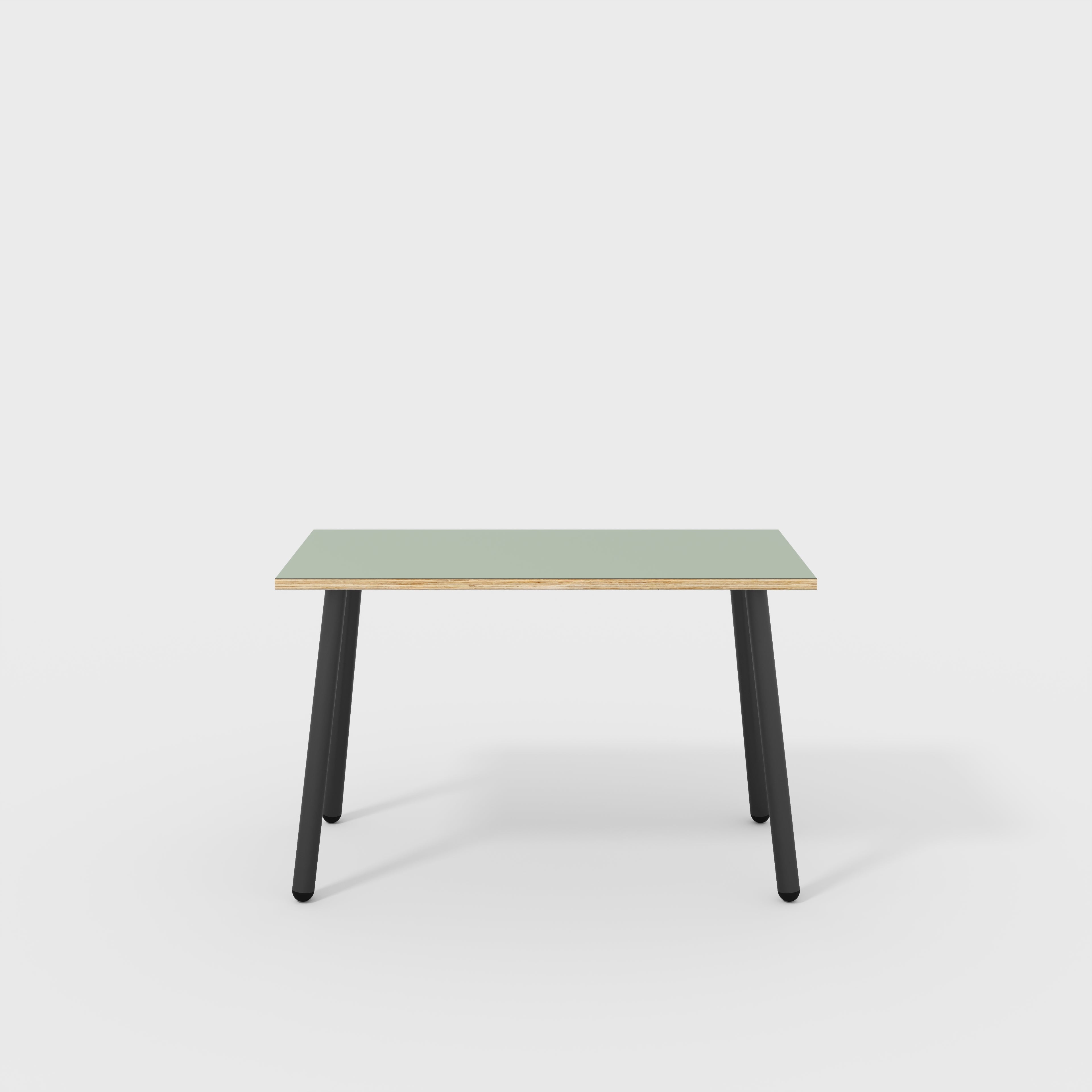 Plywood Desk with Black Round Single Pin Legs - Formica Green Slate - 1200(w) x 600(d) x 735(h)