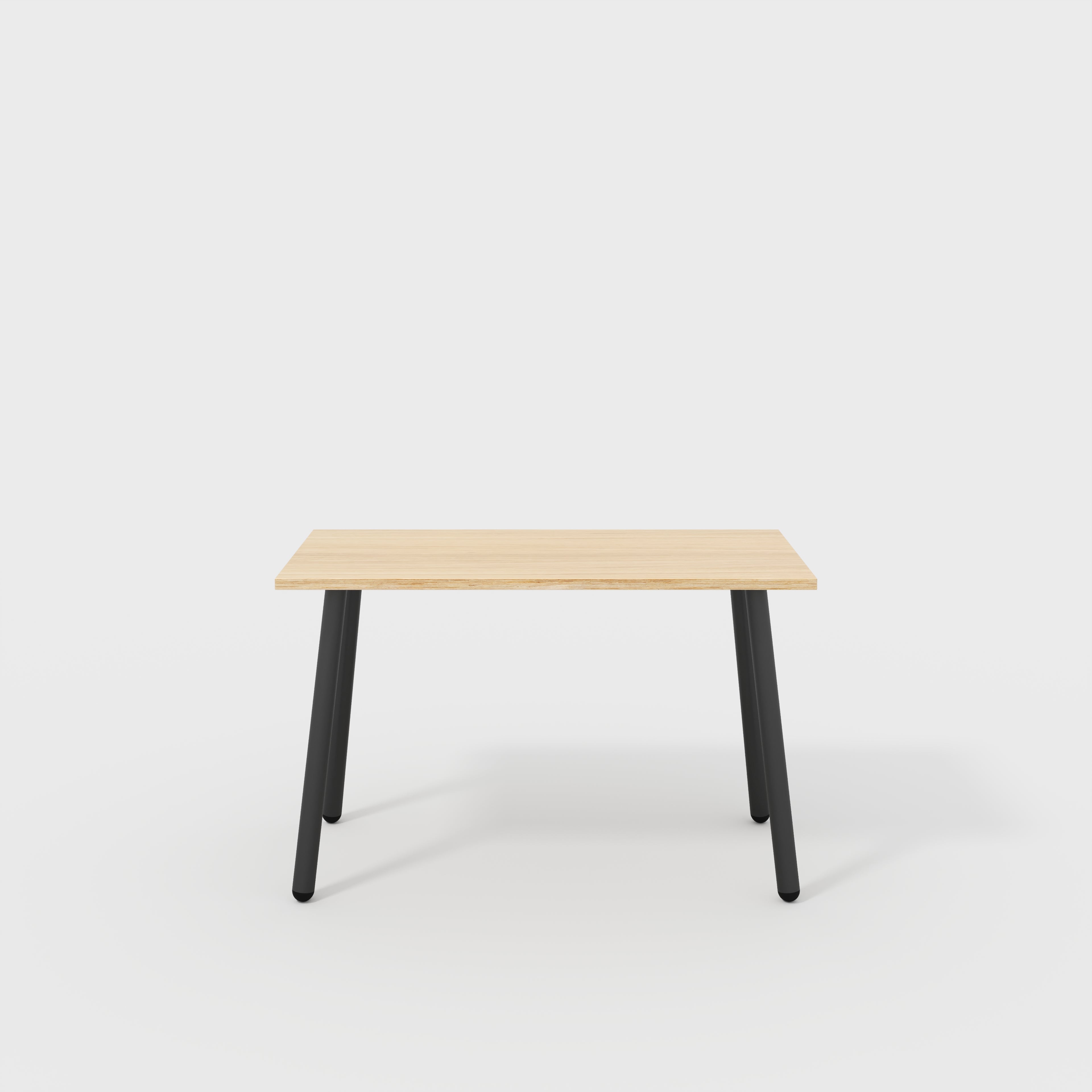 Plywood Desk with Black Round Single Pin Legs - Plywood Oak - 1200(w) x 600(d) x 735(h)