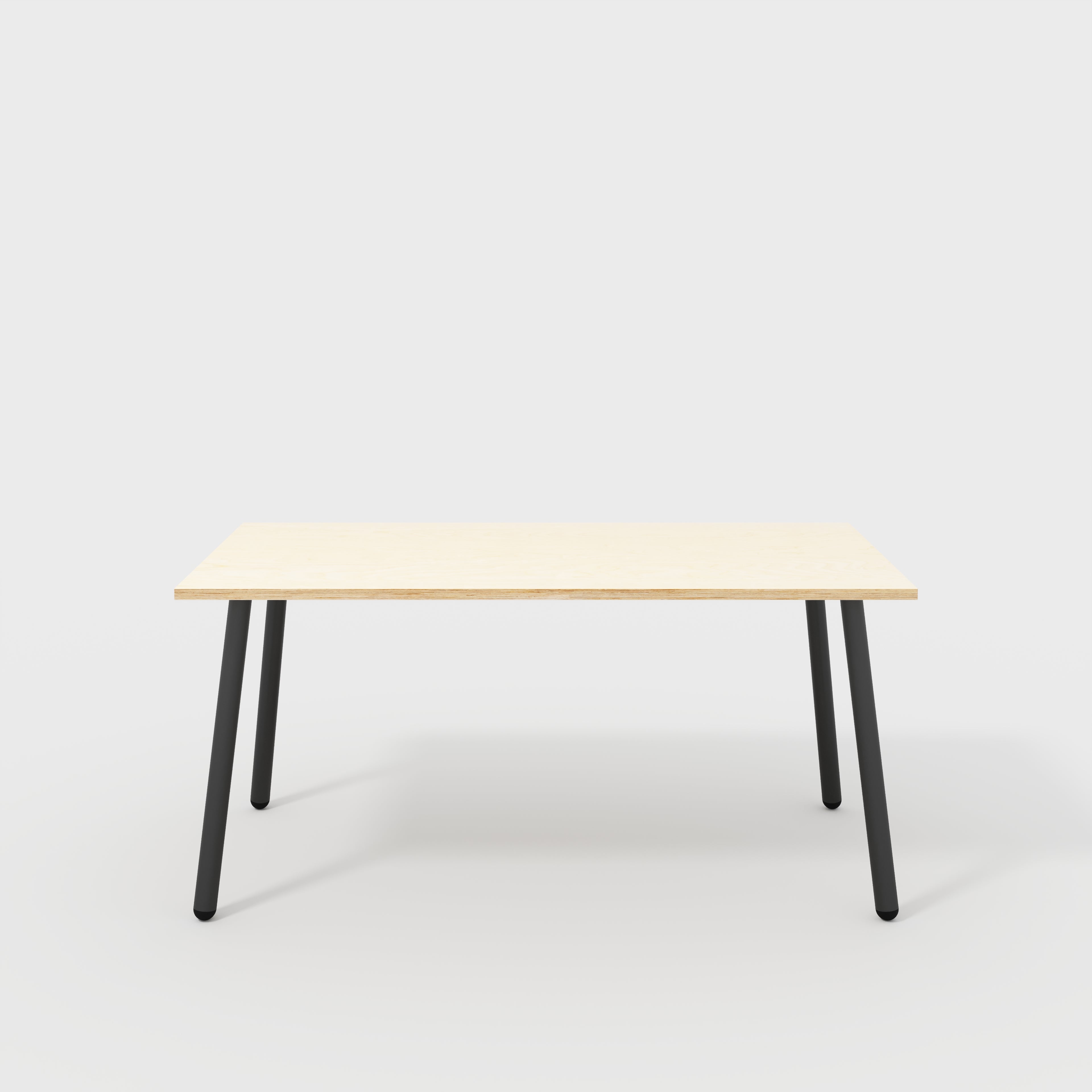 Plywood Desk with Black Round Single Pin Legs - Plywood Birch - 1600(w) x 800(d) x 735(h)