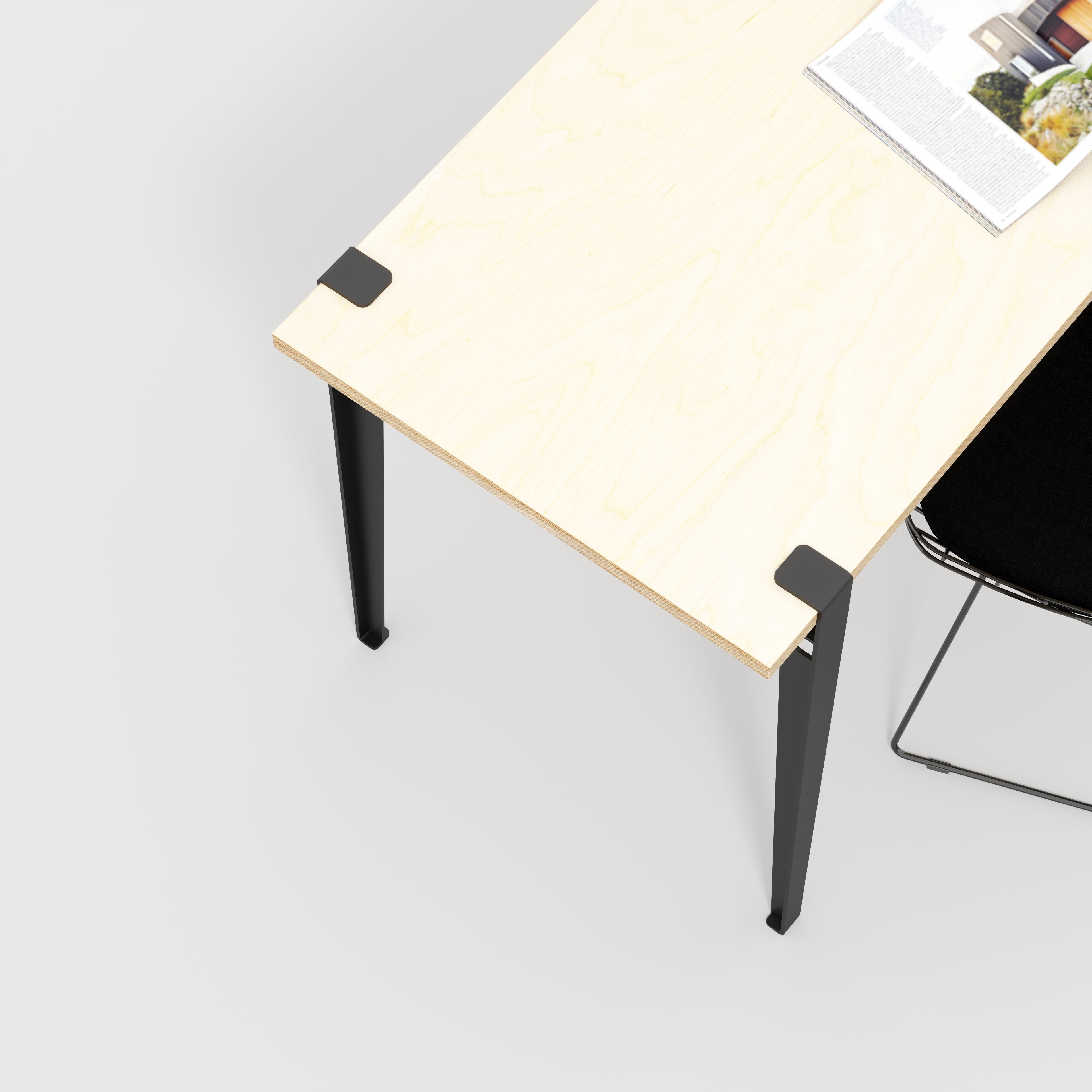 Plywood Desk with Black Tiptoe Legs - Plywood - Birch - 1600(w) x 800(d) x 750(h)