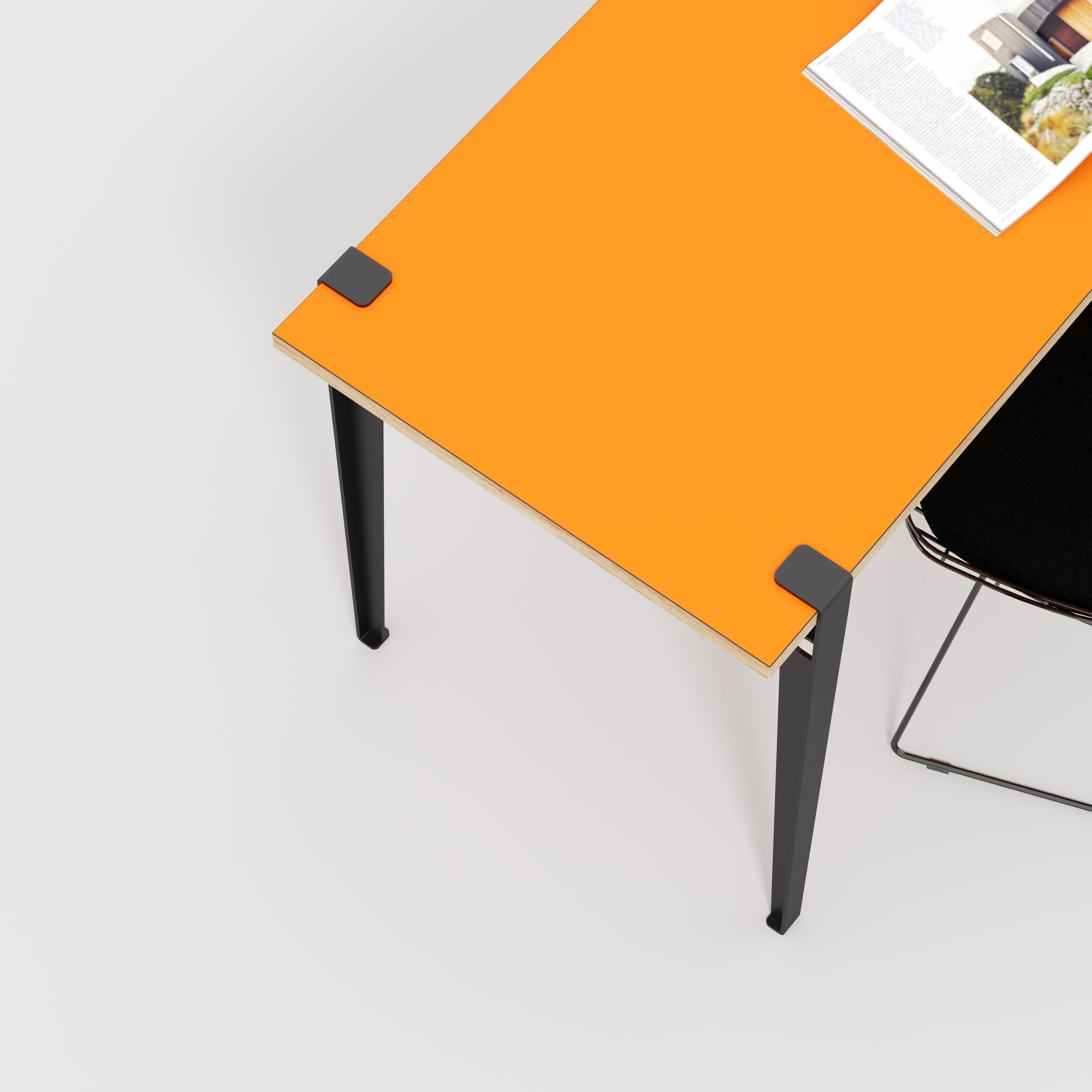 Plywood Desk with Black Tiptoe Legs - Formica Levante Orange - 1600(w) x 800(d) x 750(h)