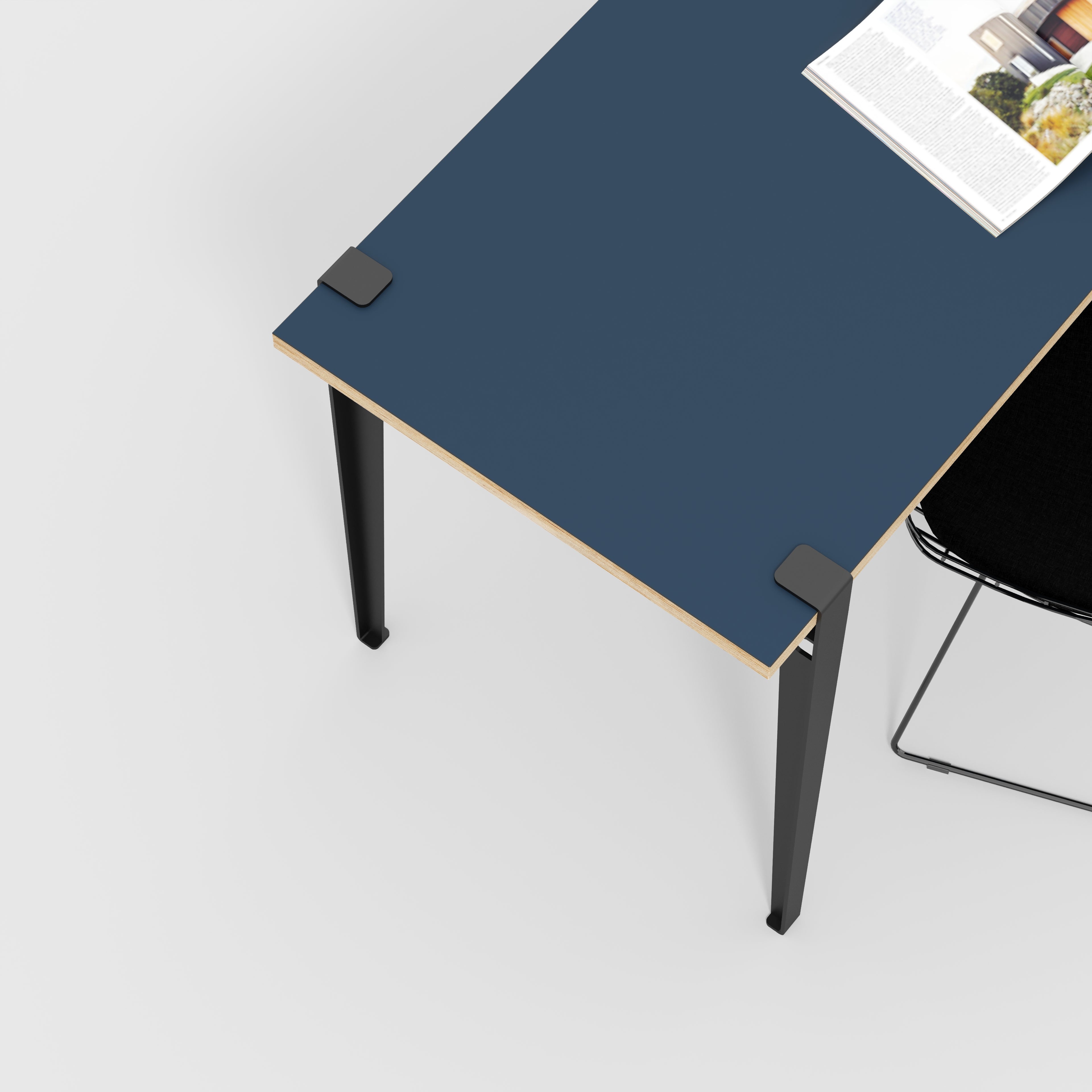Plywood Desk with Black Tiptoe Legs - Formica Night Sea Blue - 1200(w) x 600(d) x 750(h)