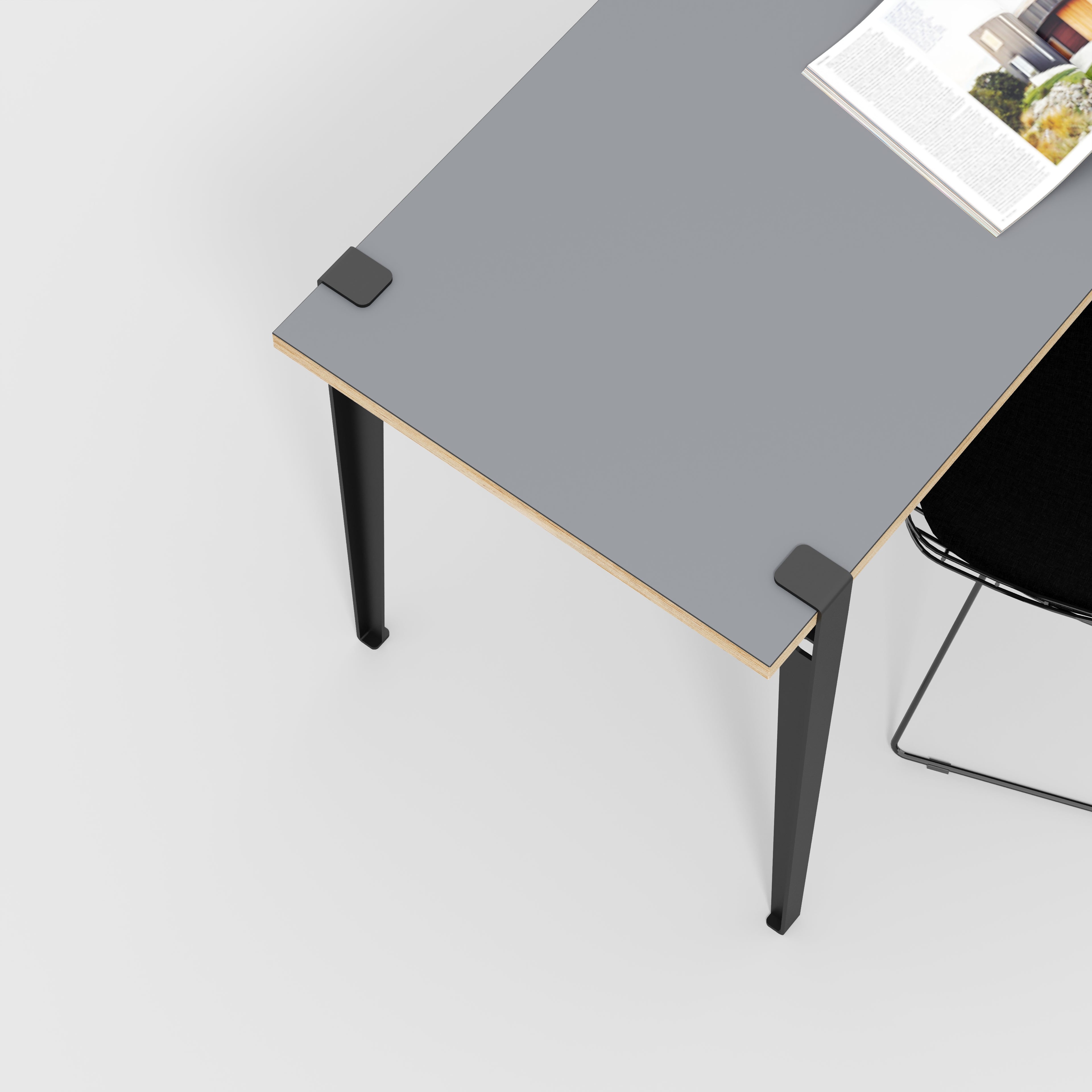 Plywood Desk with Black Tiptoe Legs - Formica Tornado Grey - 1200(w) x 600(d) x 750(h)