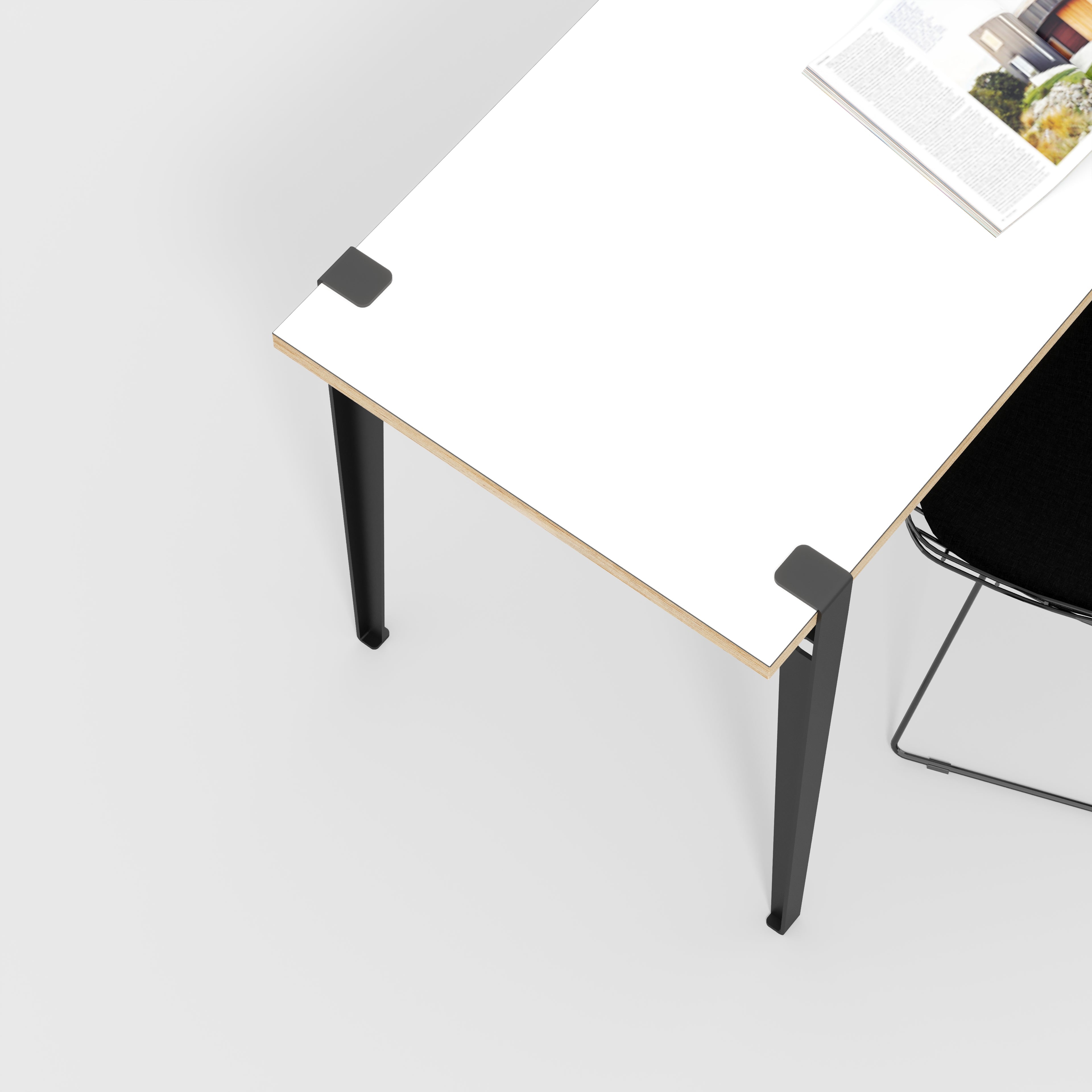 Plywood Desk with Black Tiptoe Legs - Formica White - 1600(w) x 800(d) x 750(h)