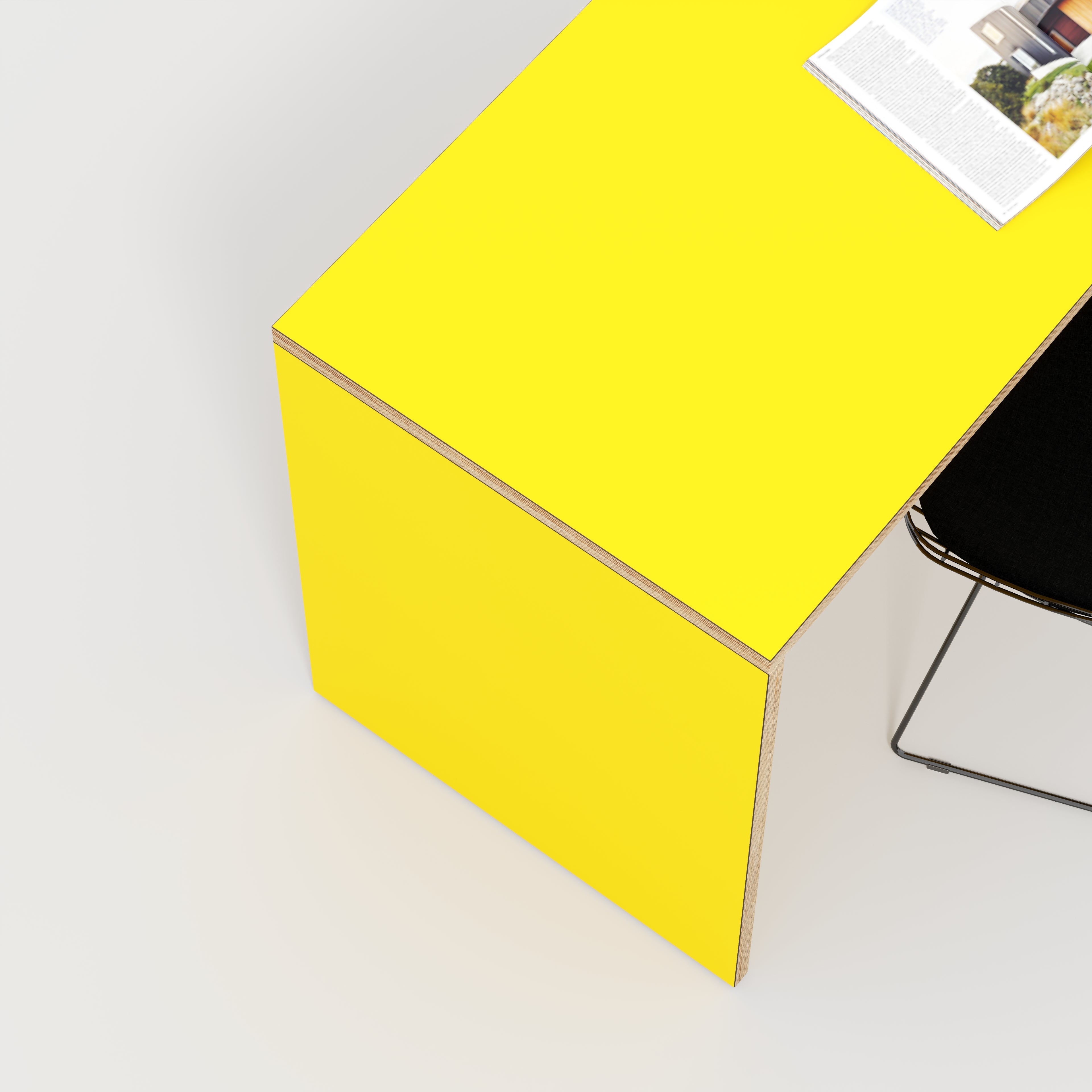 Plywood Desk with Solid Sides - Formica Chrome Yellow - 1600(w) x 800(d) x 750(h)