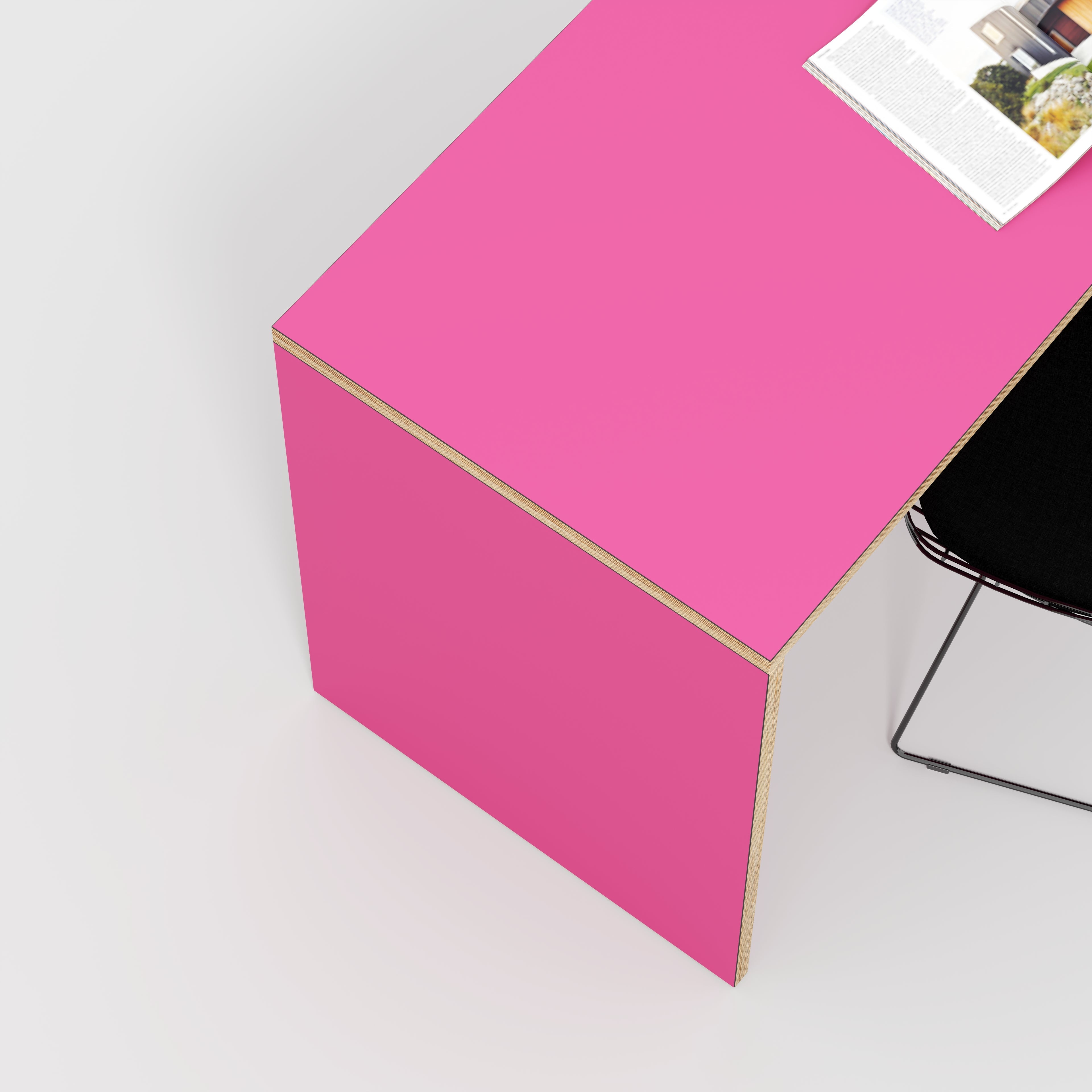 Plywood Desk with Solid Sides - Formica Juicy Pink - 1200(w) x 600(d) x 750(h)