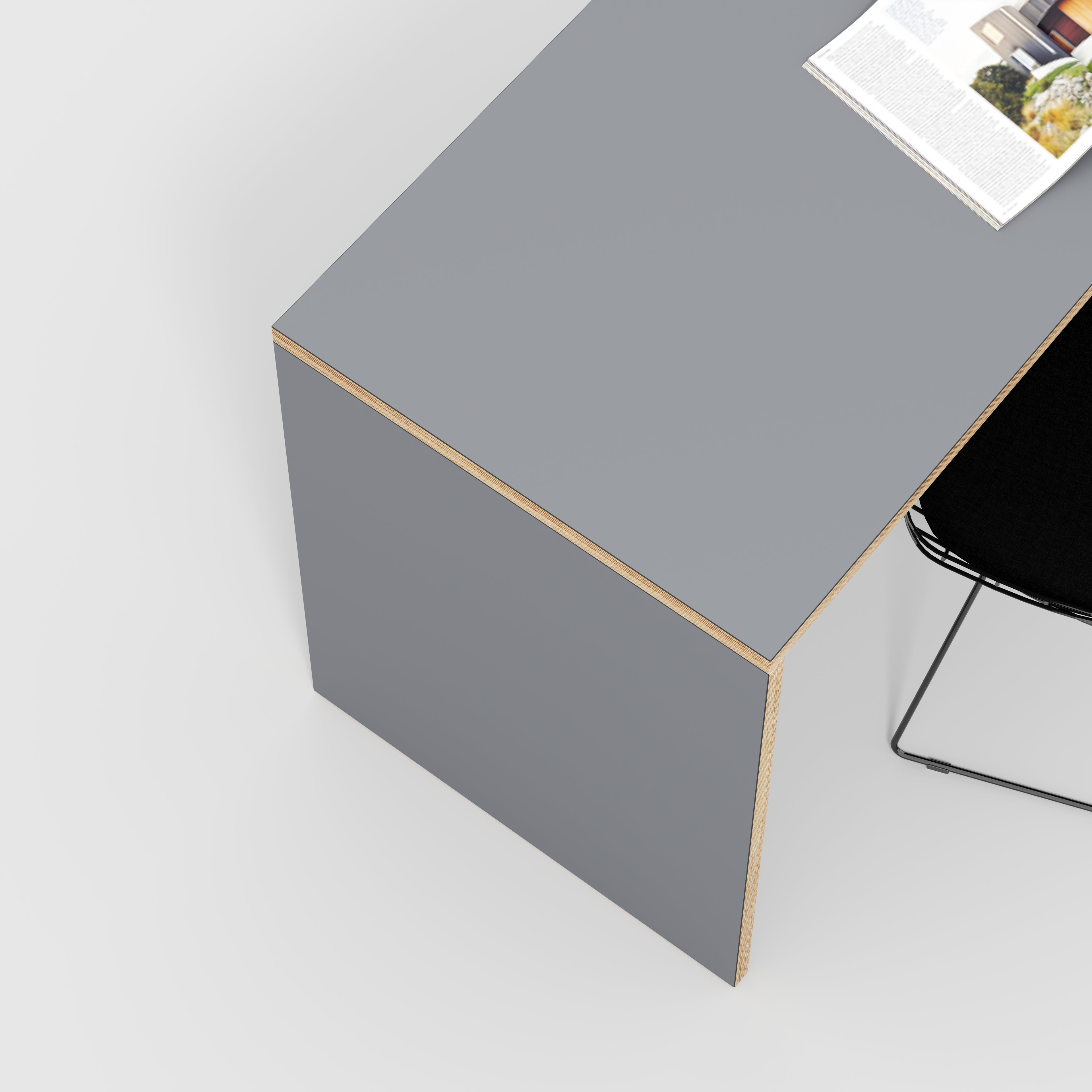 Plywood Desk with Solid Sides - Formica Tornado Grey - 1600(w) x 800(d) x 750(h)