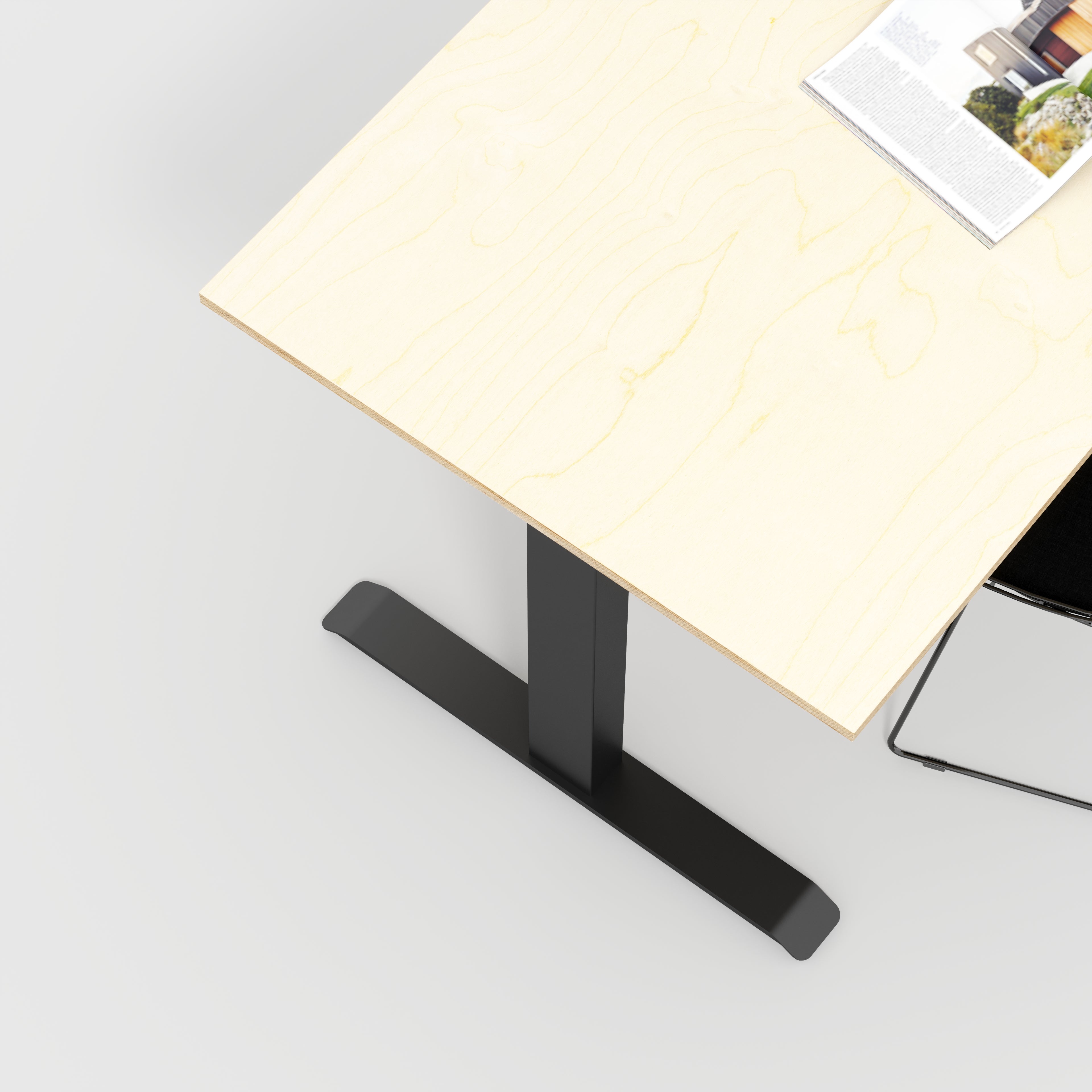 Plywood Sit Stand Desk with Black Frame - Plywood Birch - 1600(w) x 800(d)