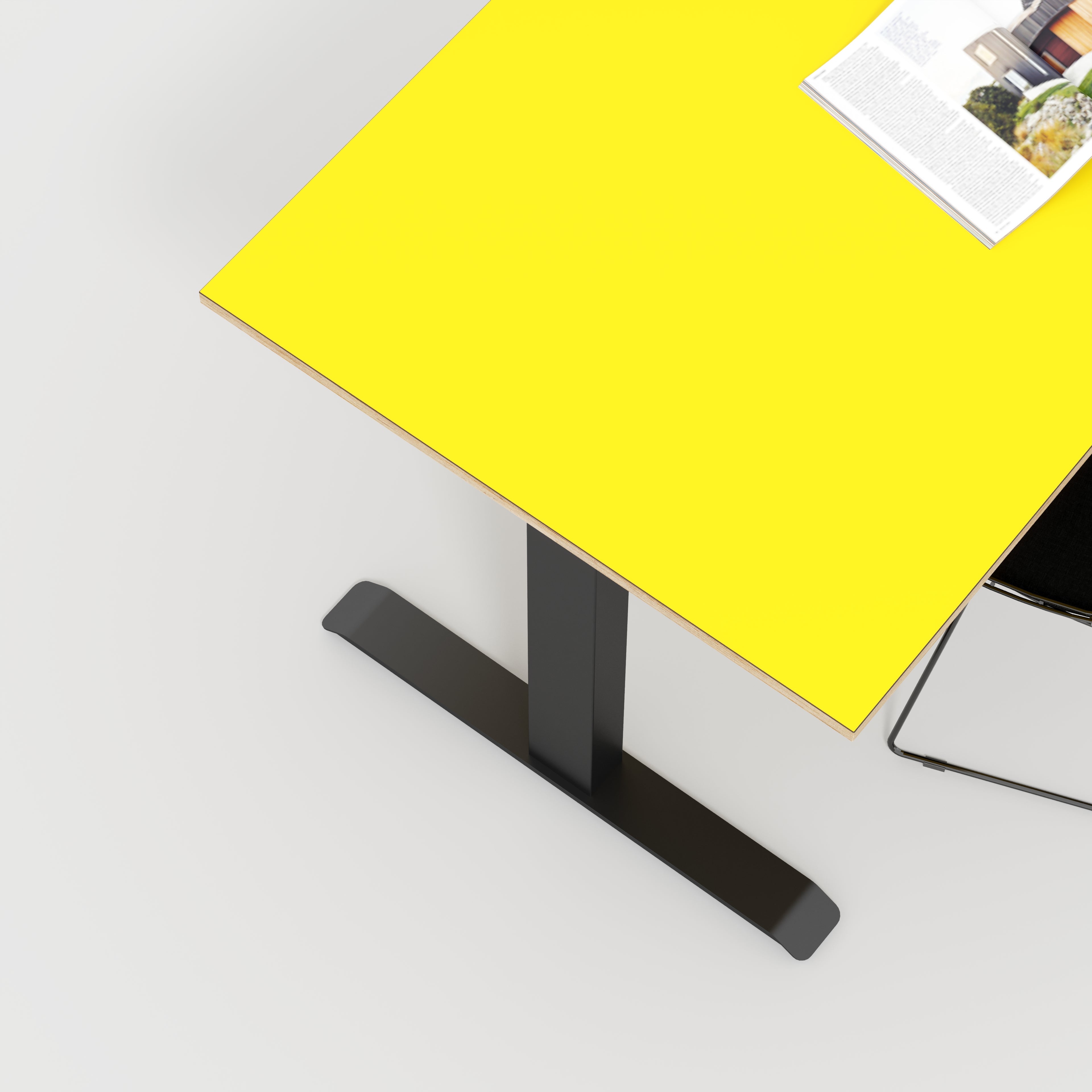 Plywood Sit Stand Desk with Black Frame - Formica Chrome Yellow - 1600(w) x 800(d)