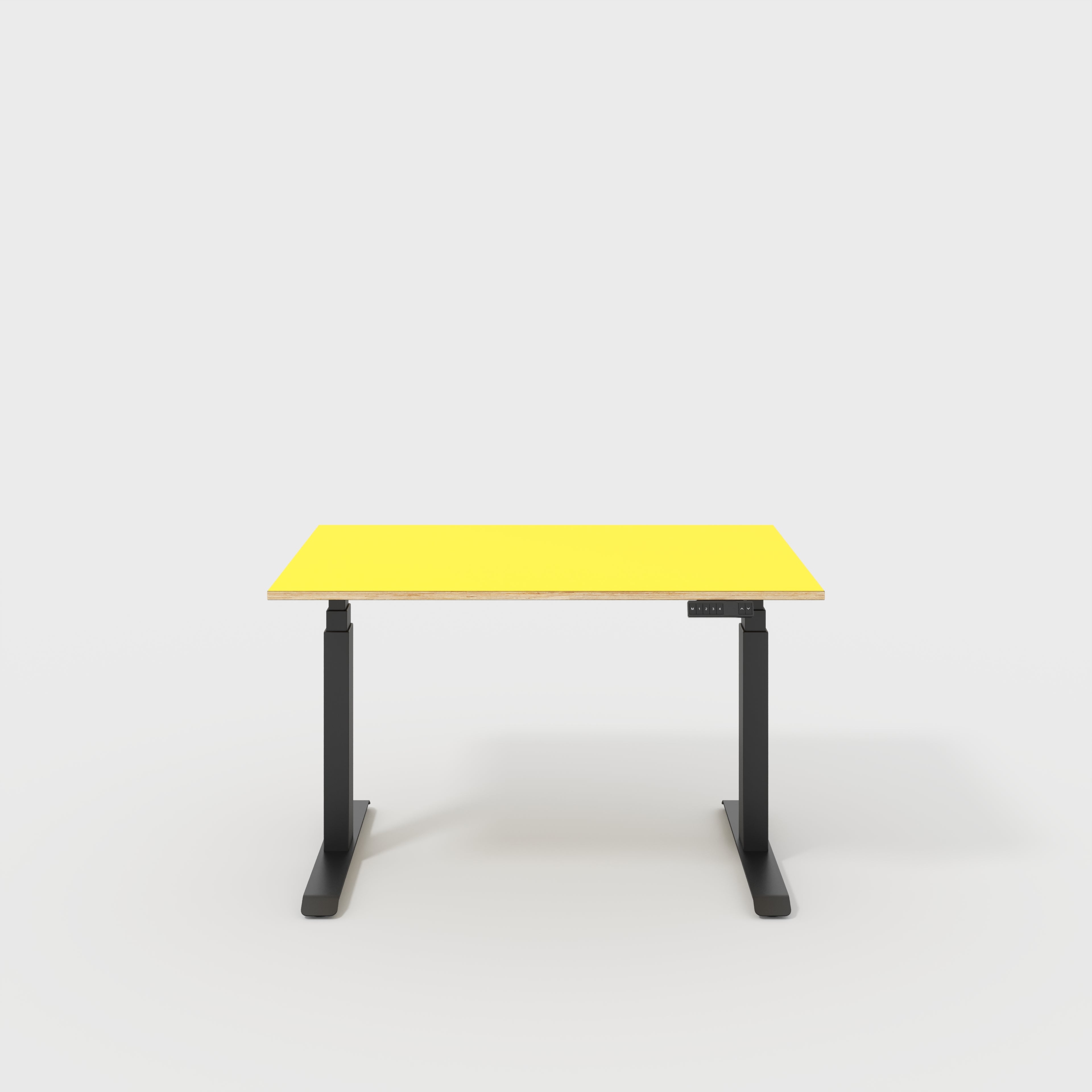 Plywood Sit Stand Desk with Black Frame - Formica Chrome Yellow - 1200(w) x 800(d)