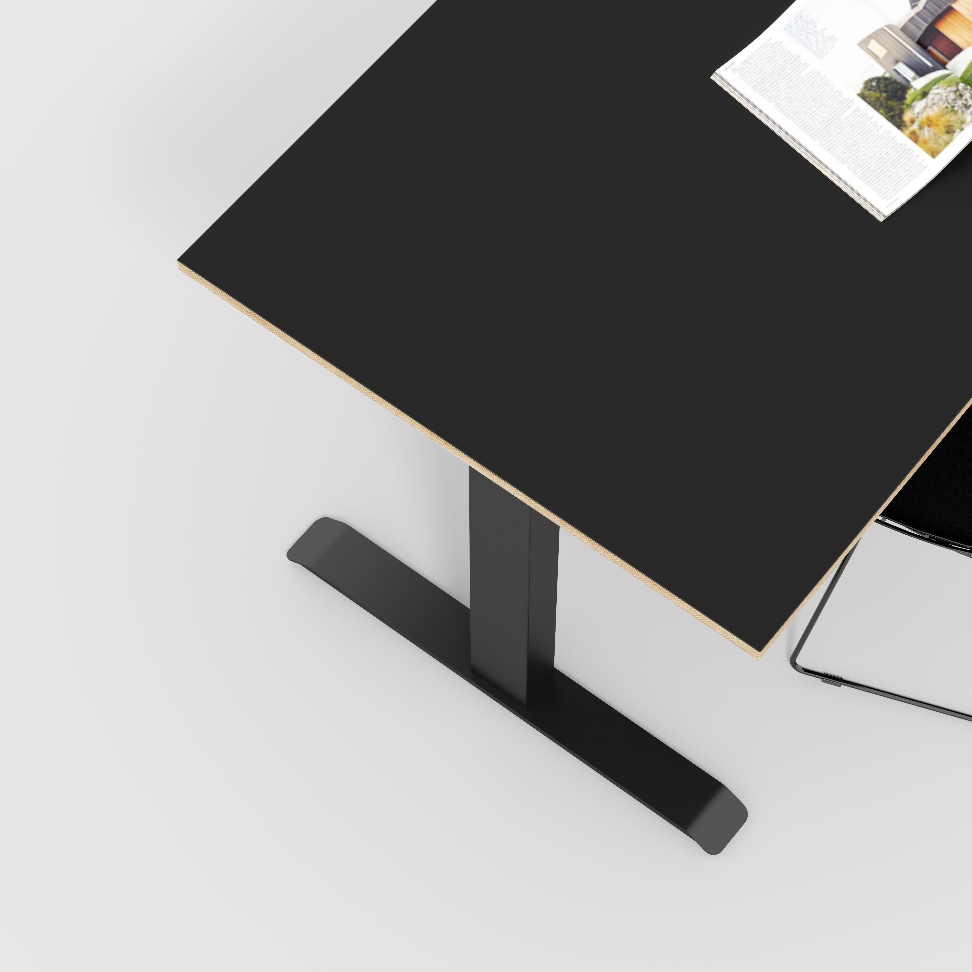 Plywood Sit Stand Desk with Black Frame - Formica Diamond Black - 1200(w) x 800(d)