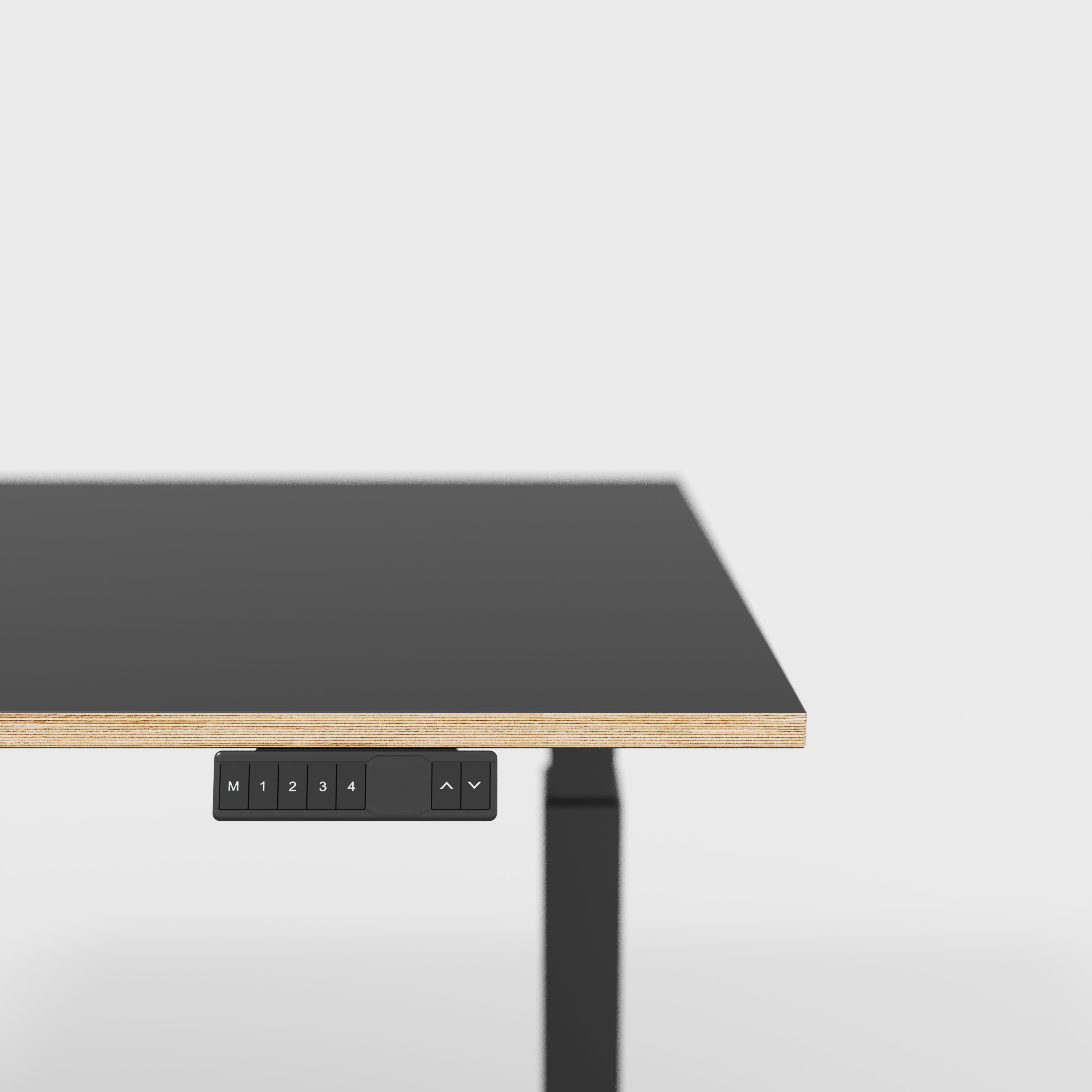 Plywood Sit Stand Desk with Black Frame - Formica Diamond Black - 1200(w) x 800(d)