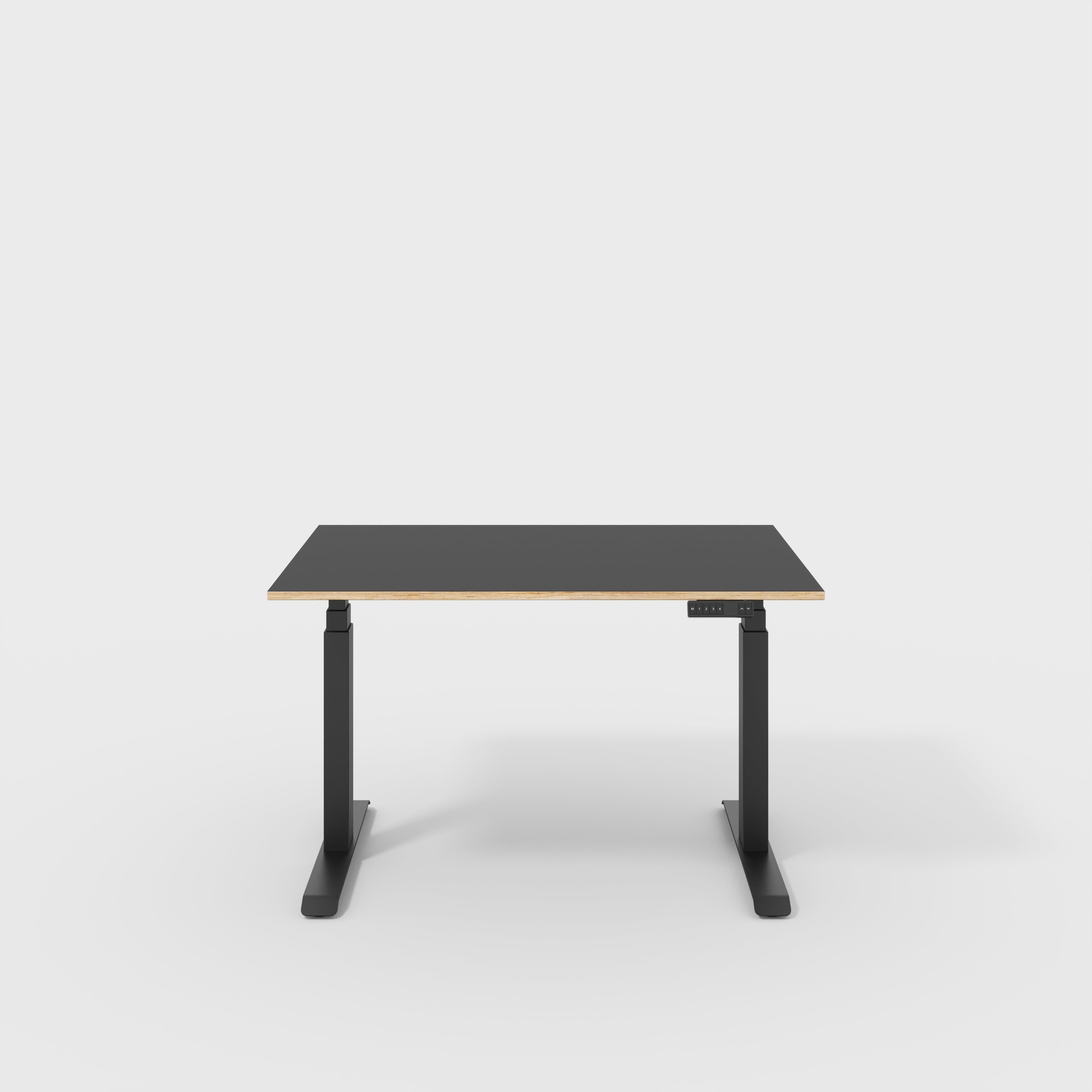 Plywood Sit Stand Desk with Black Frame - Formica Diamond Black - 1200(w) x 800(d)