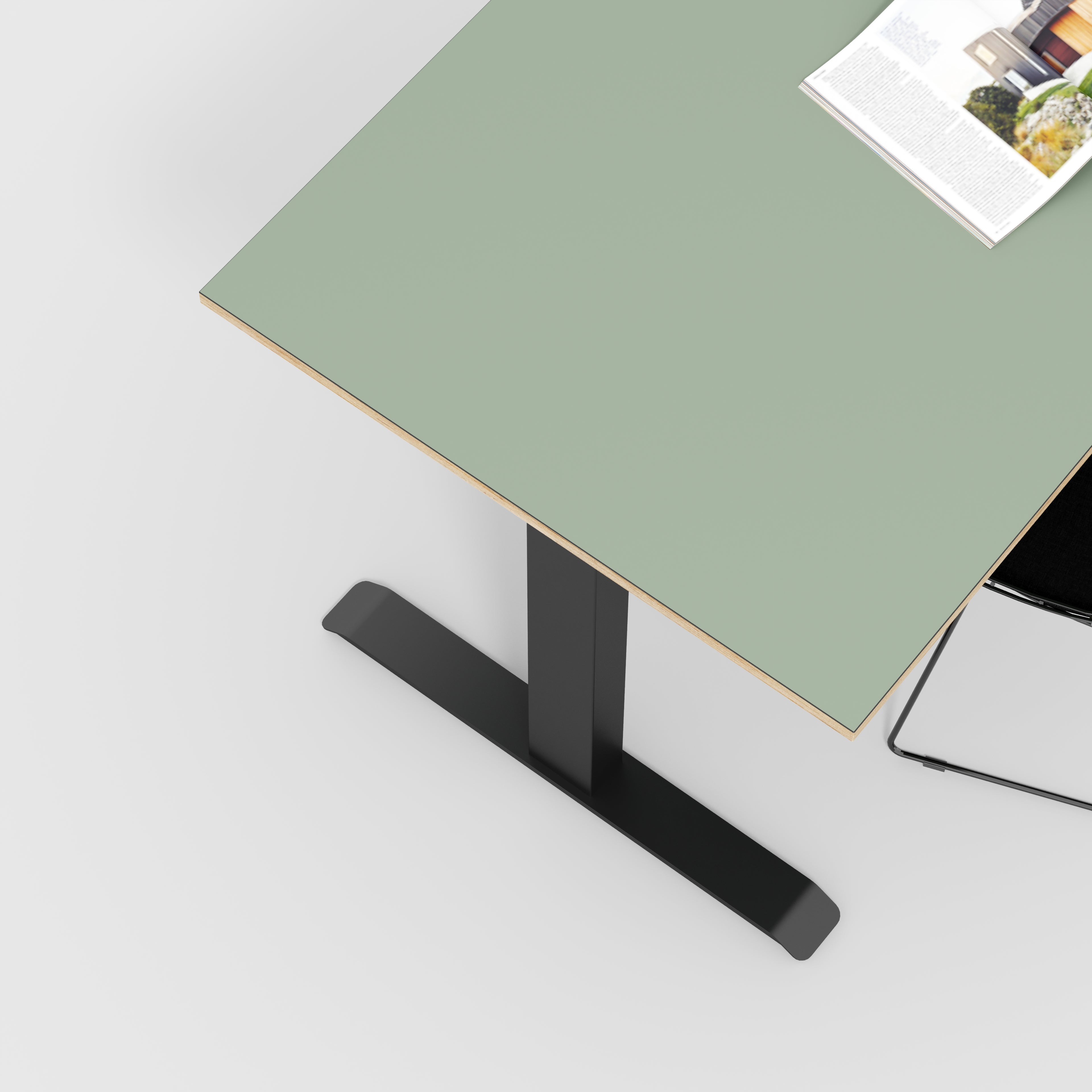 Plywood Sit Stand Desk with Black Frame - Formica Green Slate - 1200(w) x 800(d)