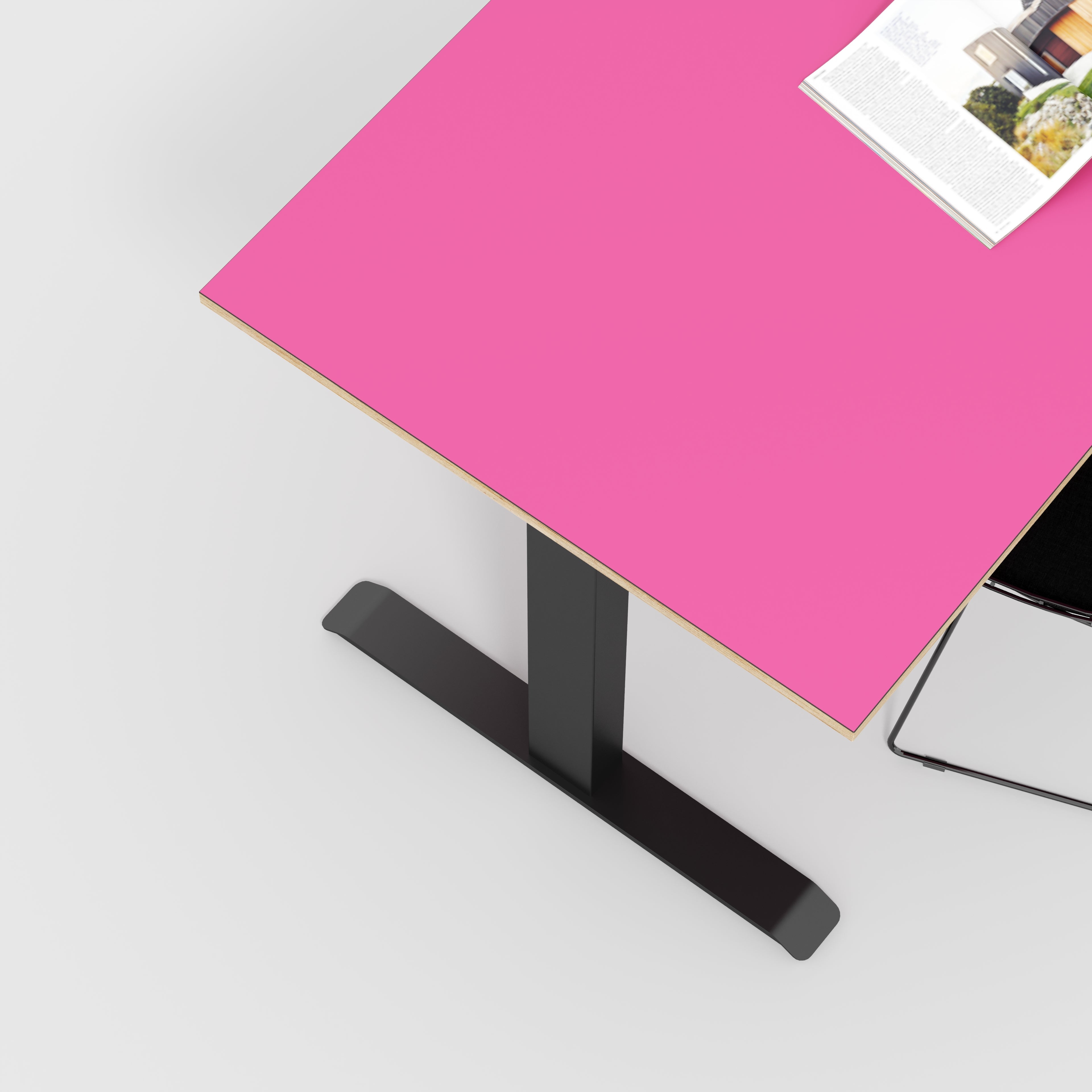 Plywood Sit Stand Desk with Black Frame - Formica Juicy Pink - 1200(w) x 800(d)