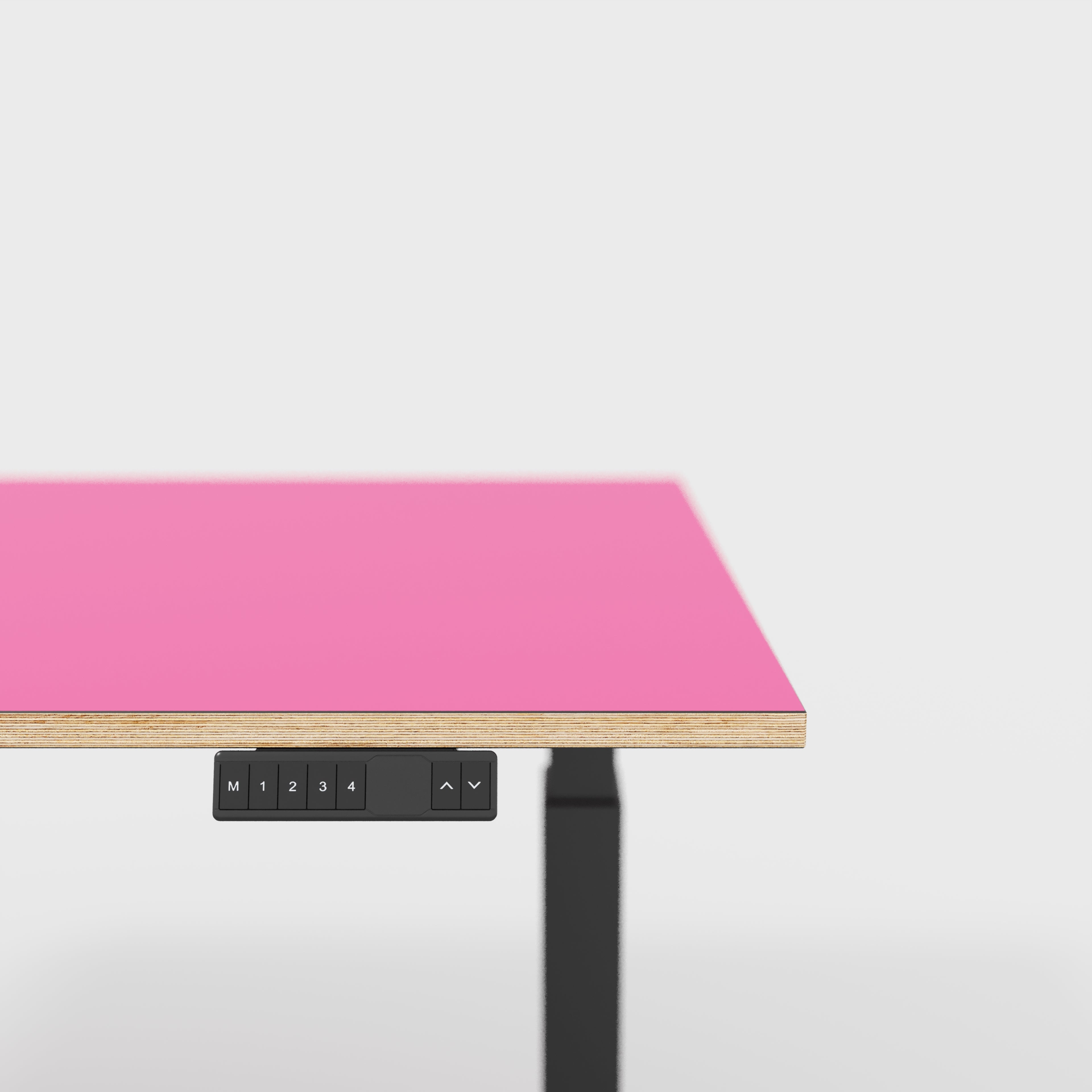 Plywood Sit Stand Desk with Black Frame - Formica Juicy Pink - 1200(w) x 800(d)