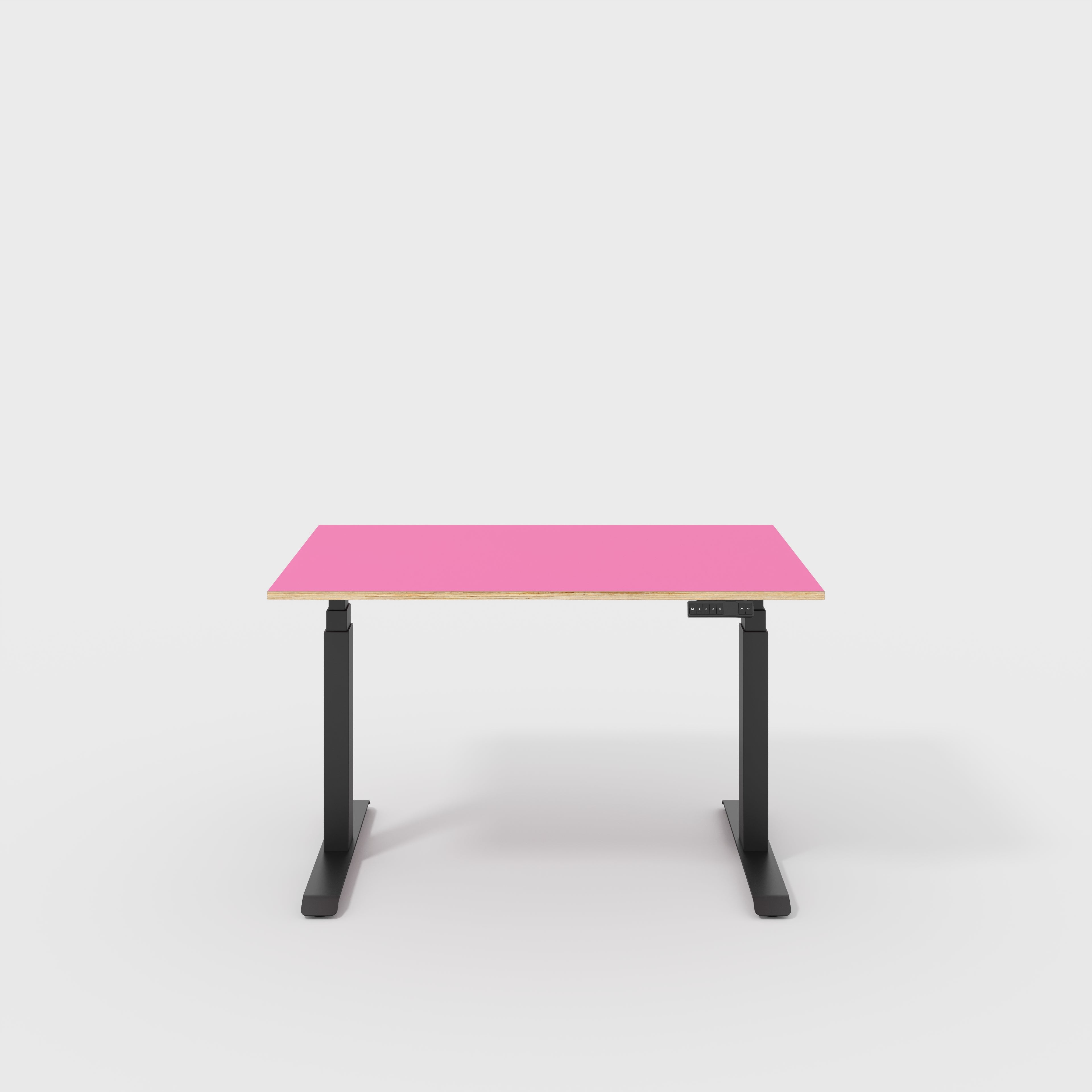 Plywood Sit Stand Desk with Black Frame - Formica Juicy Pink - 1200(w) x 800(d)
