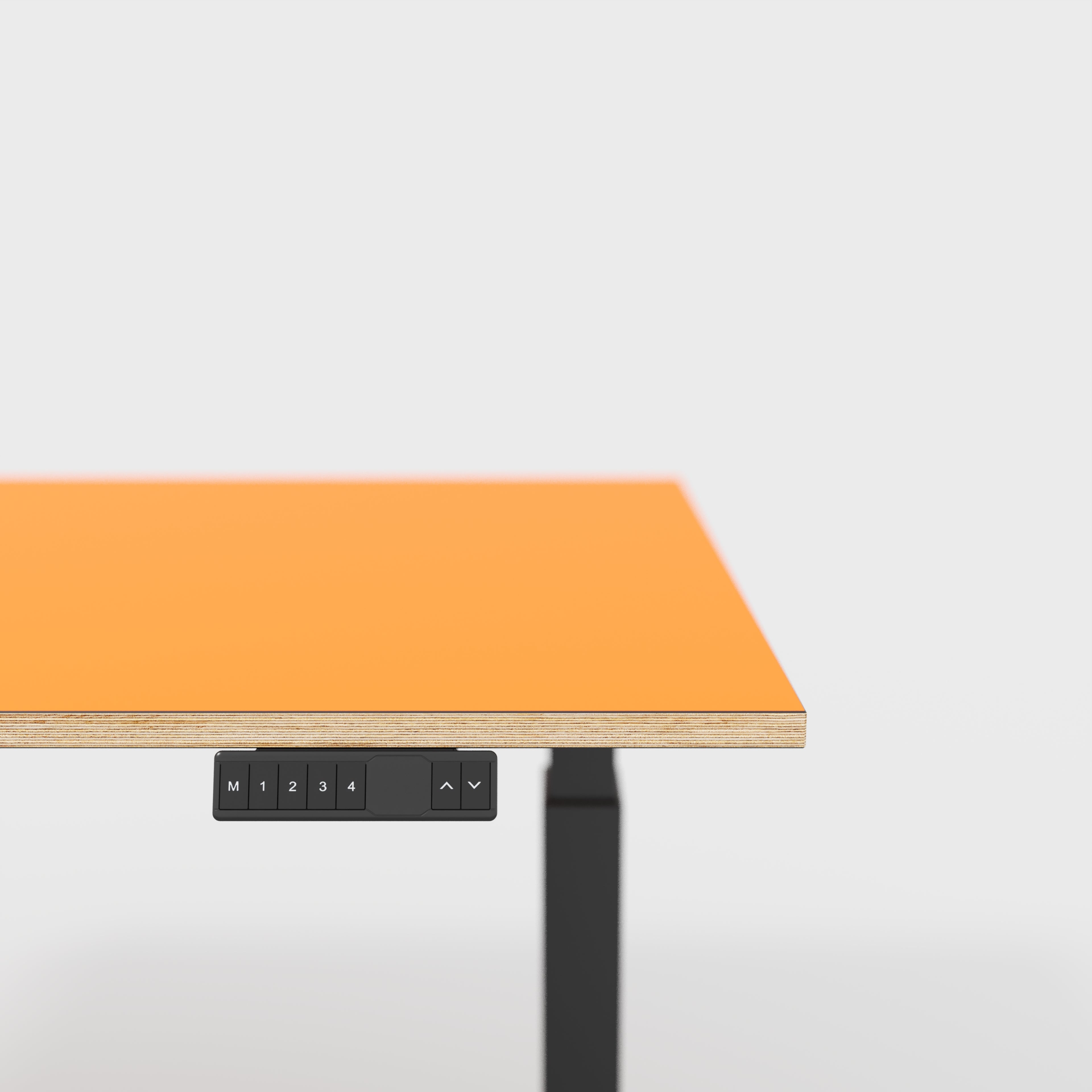 Plywood Sit Stand Desk with Black Frame - Formica Levante Orange - 1600(w) x 800(d)