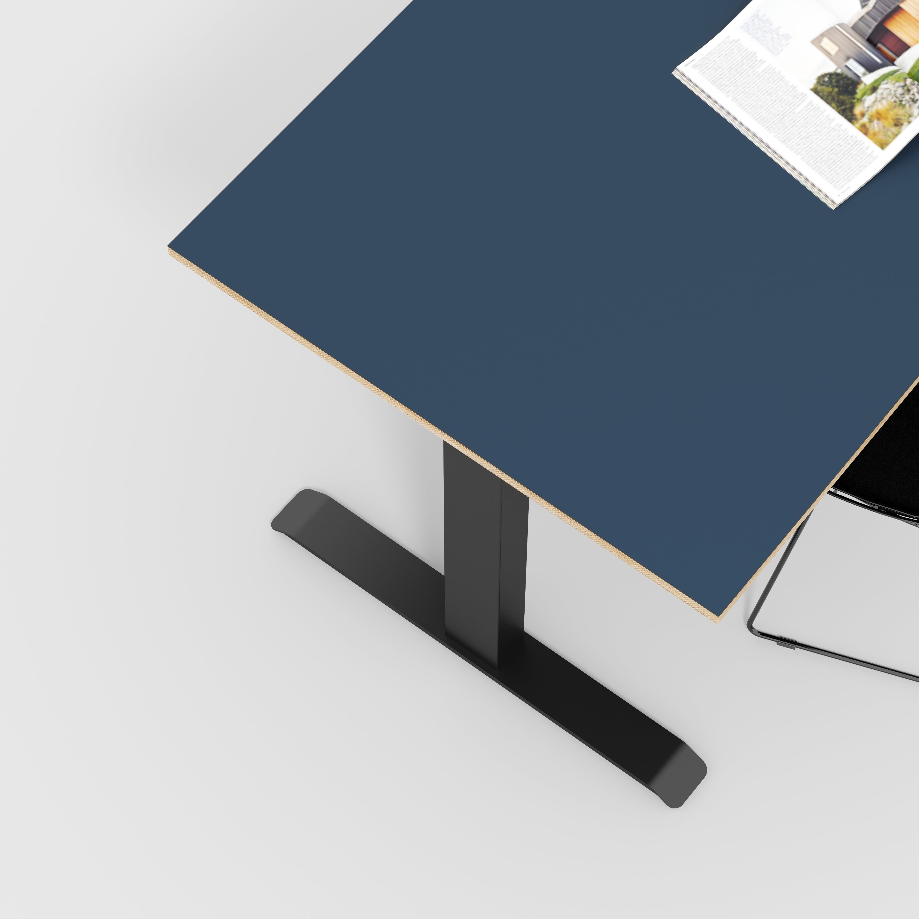 Plywood Sit Stand Desk with Black Frame - Formica Night Sea Blue - 1600(w) x 800(d)