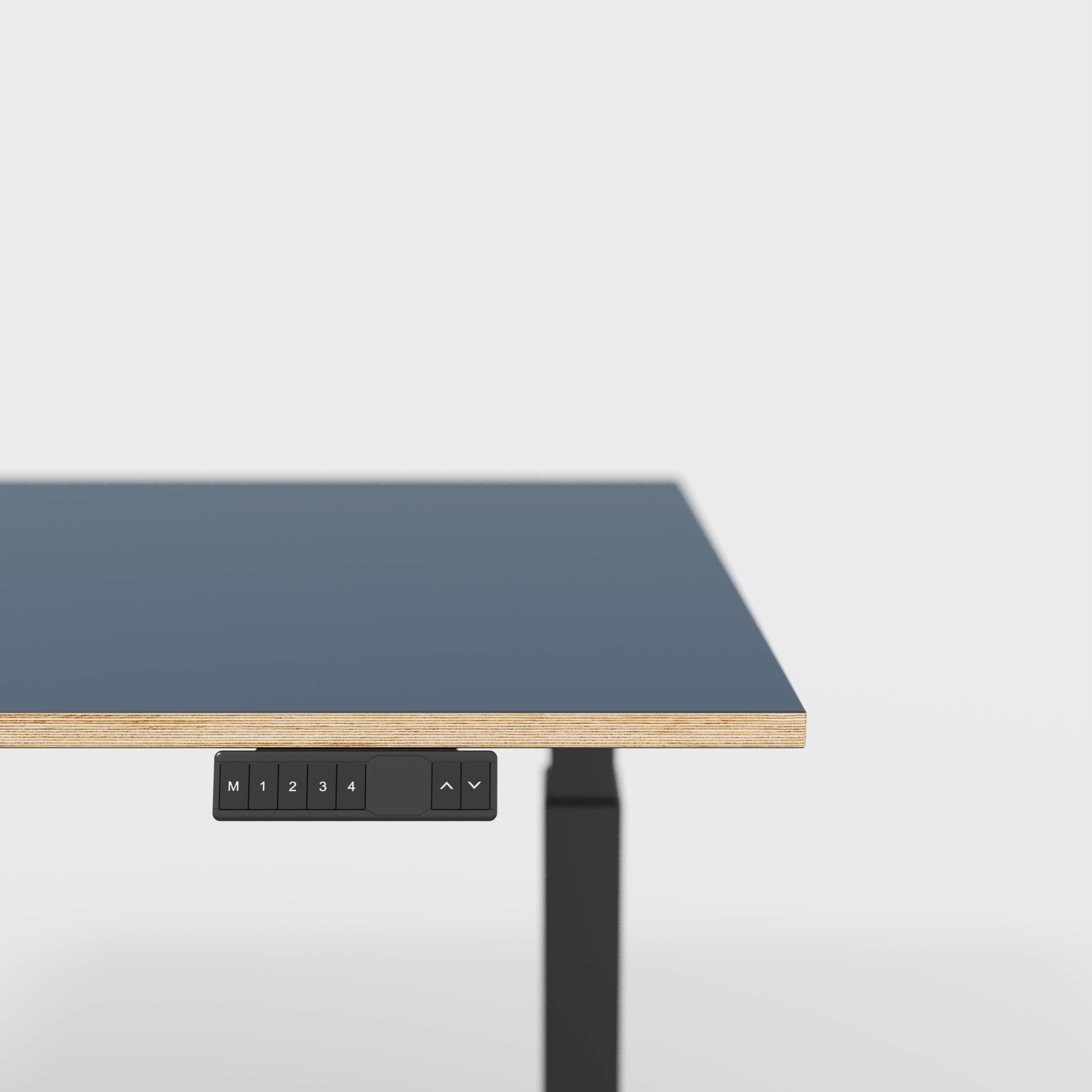 Plywood Sit Stand Desk with Black Frame - Formica Night Sea Blue - 1200(w) x 800(d)